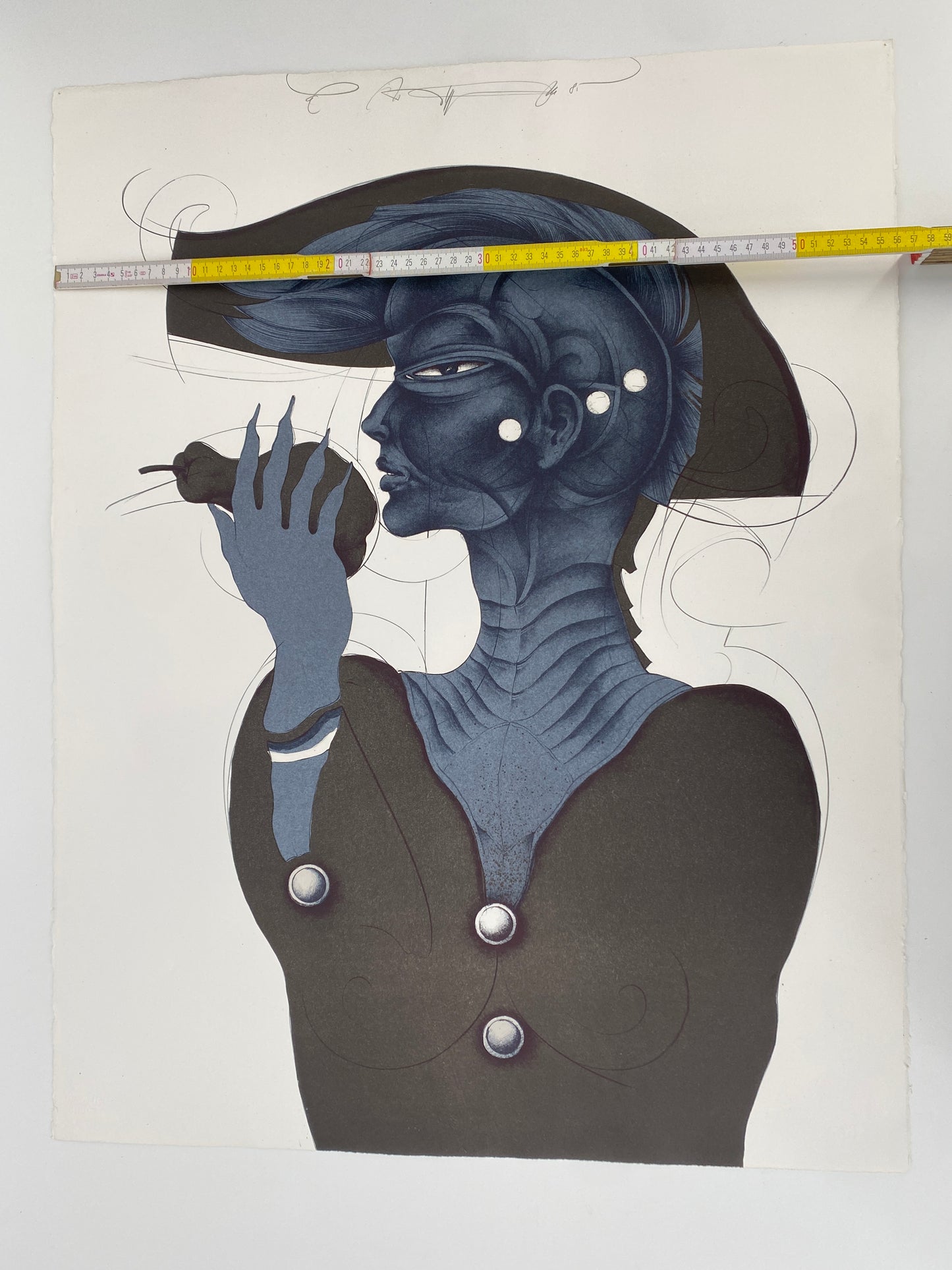 Farblithografie "Eva mit Birne" des Künstlers WP Eberhard Eggers, Mid Century