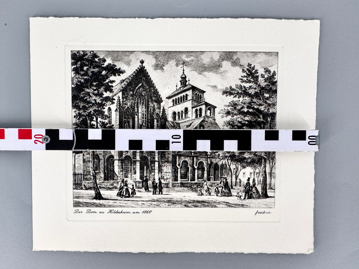 Der Dom zu Hildesheim um 1860. Historische Radierung, Heinz Wehlisch