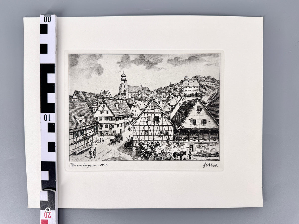 Dillenburg, Herrenberg um 1900. Historische Radierung von Heinz Wehlisch
