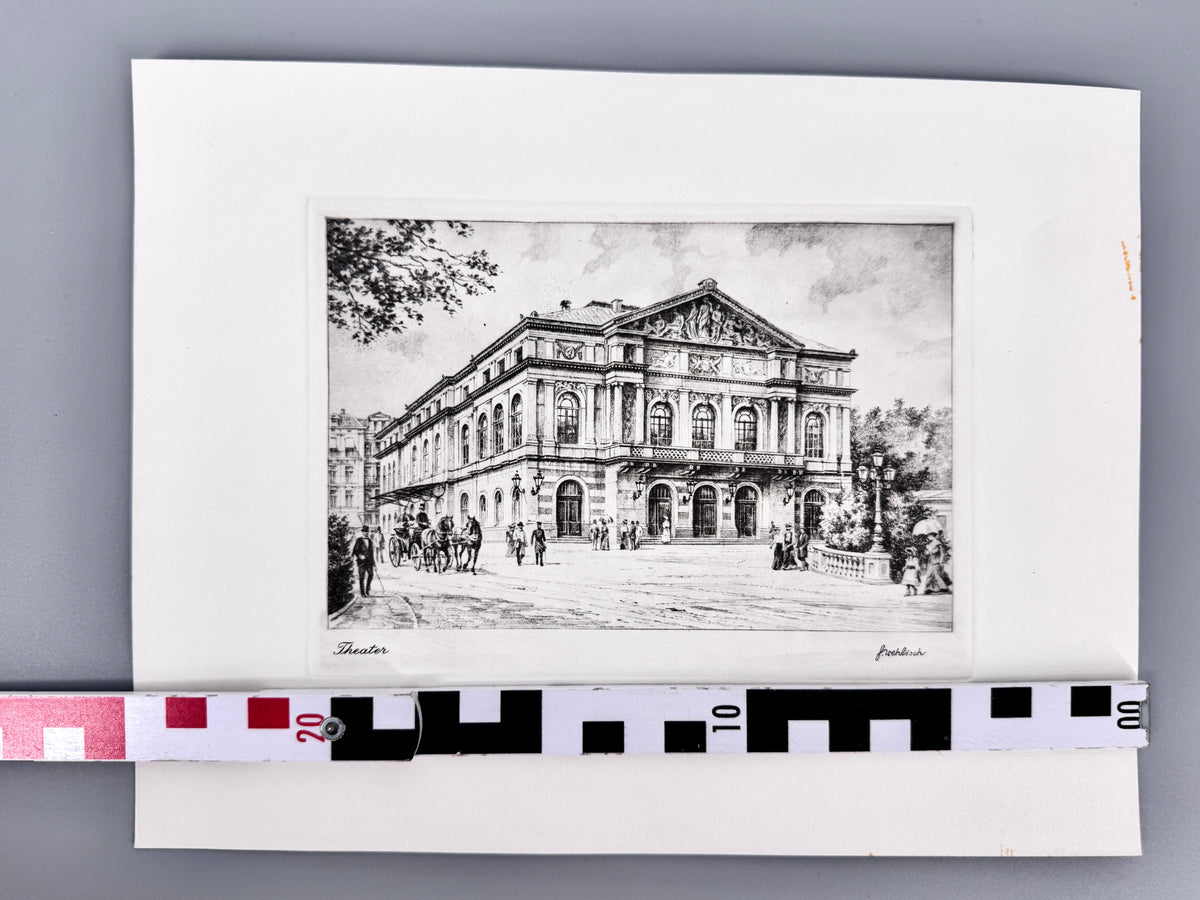 Theater Baden-Baden. Historische Radierung, Heinz Wehlisch