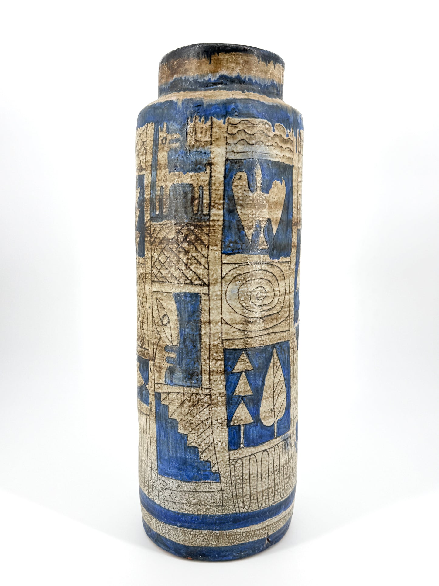 Große Vase von Gerhard Liebenthron, Ritzdekor, signiert, 1962