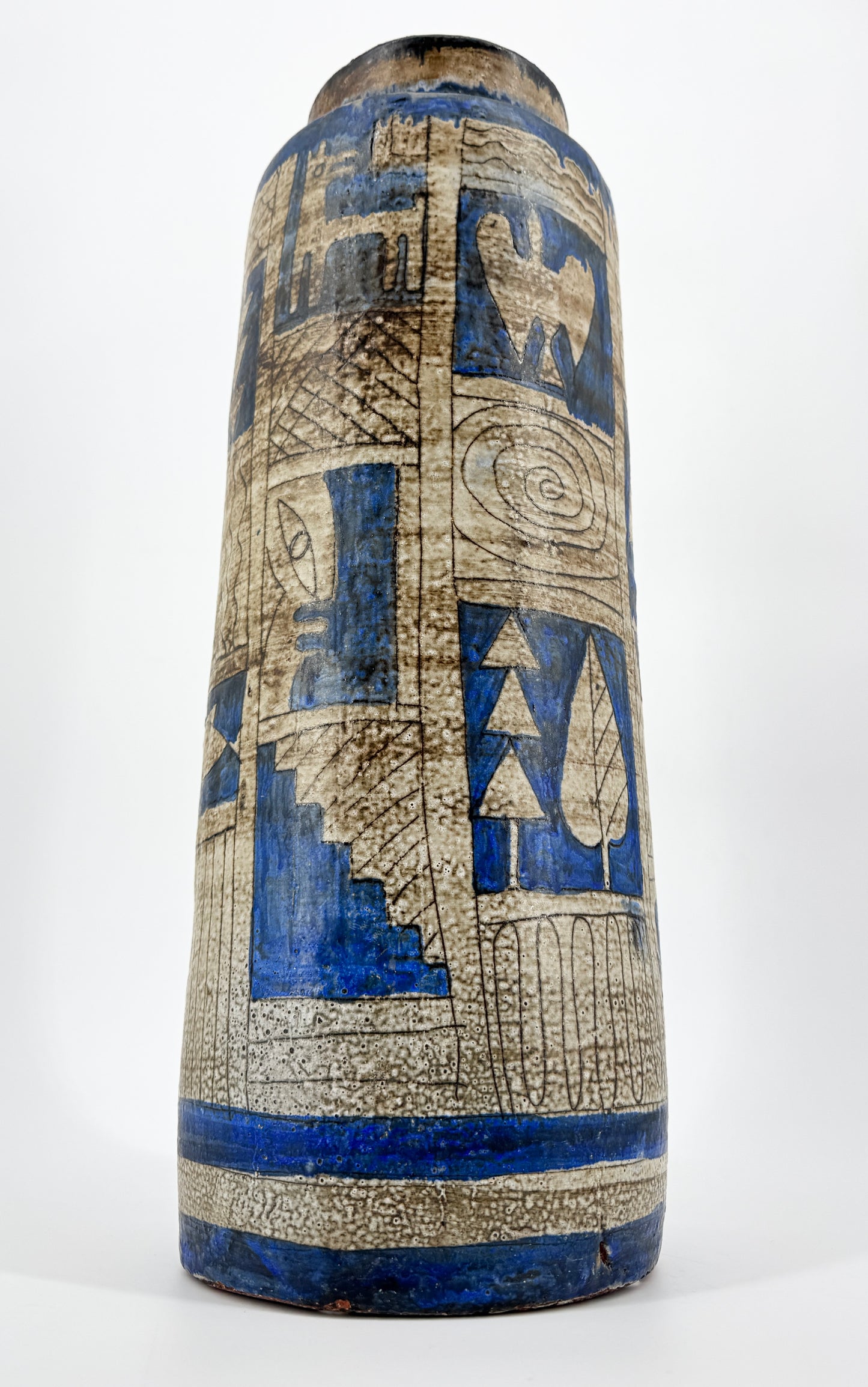 Große Vase von Gerhard Liebenthron, Ritzdekor, signiert, 1962