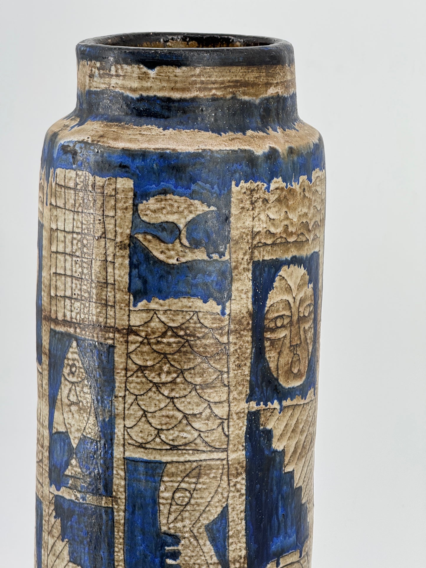 Große Vase von Gerhard Liebenthron, Ritzdekor, signiert, 1962