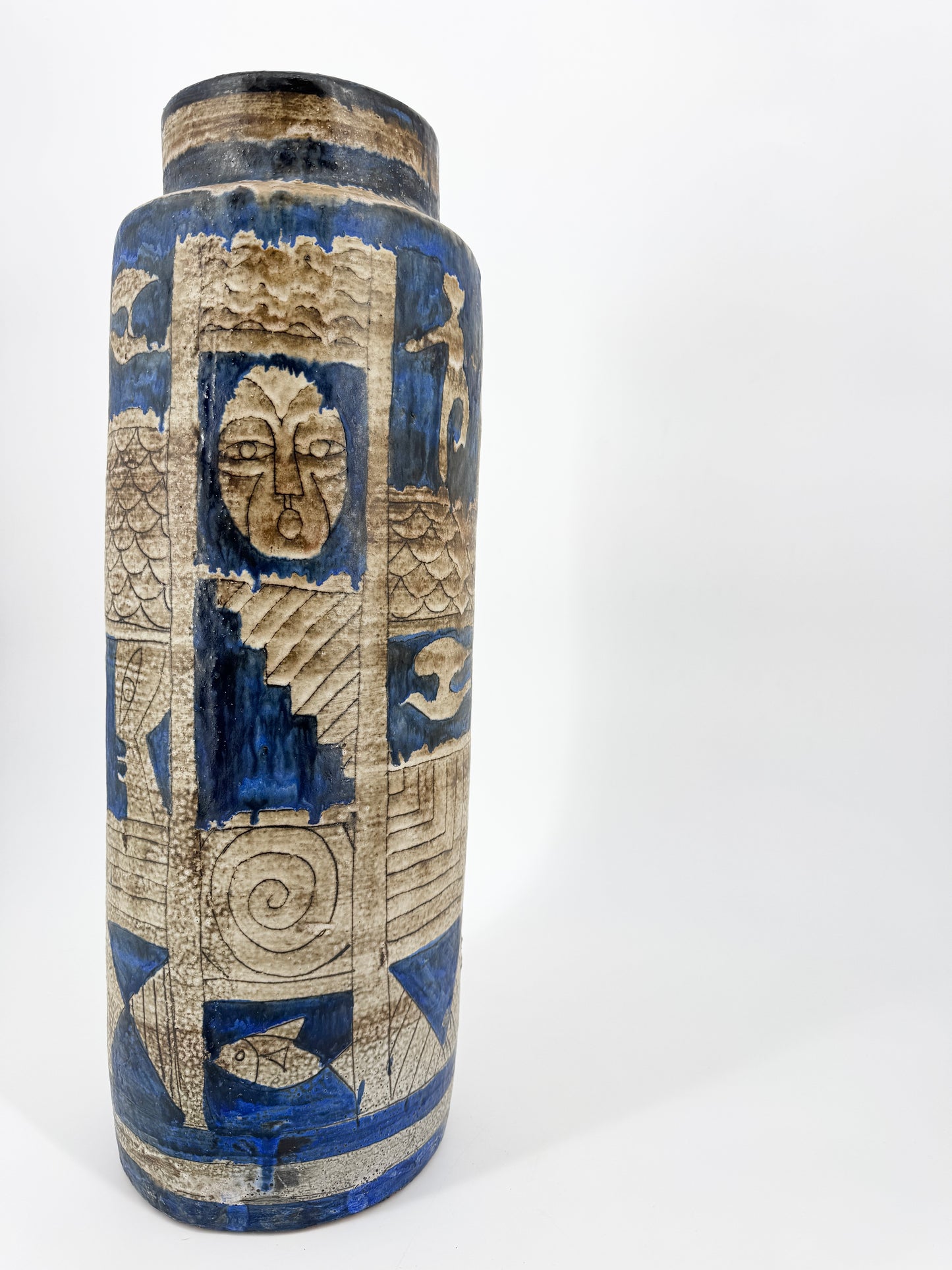 Große Vase von Gerhard Liebenthron, Ritzdekor, signiert, 1962