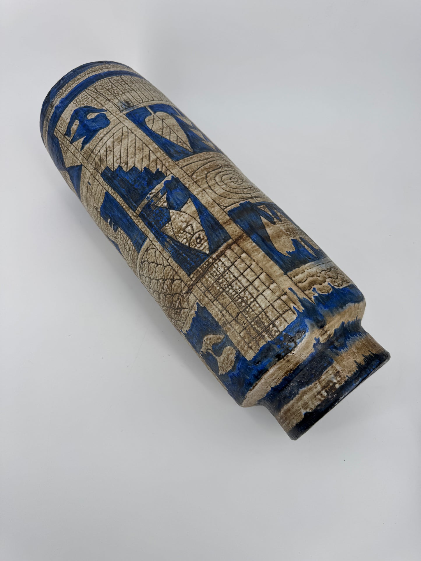 Große Vase von Gerhard Liebenthron, Ritzdekor, signiert, 1962