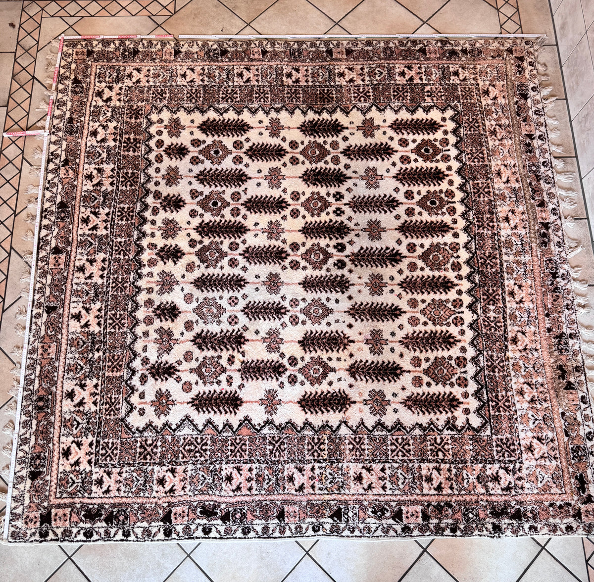 MAROKKO TEPPICH HANDGEKNÜPFT WOLLE BERBER VINTAGE ROSA BRAUN
