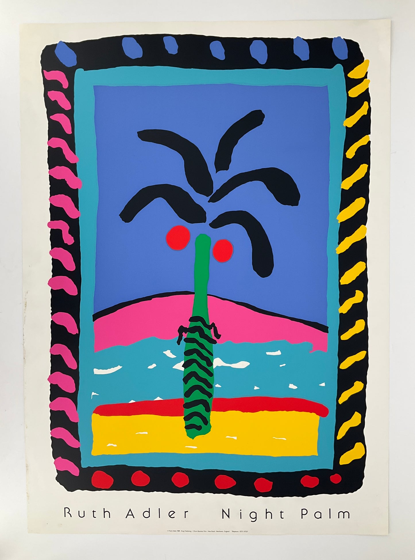 Siebdruck Plakat "Night Palm" von Ruth Adler, 1989