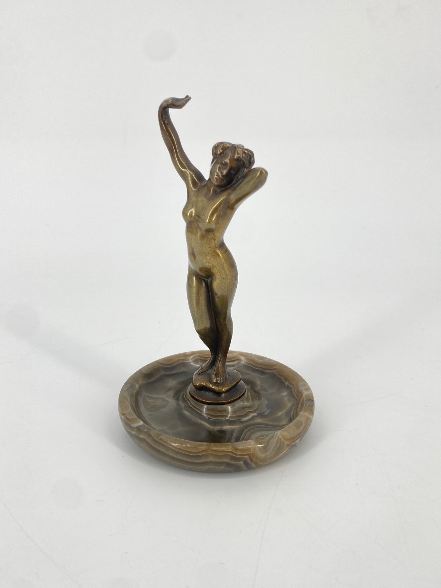 Bronze Figur auf Marmorsockel, Frauenakt, Art Deco um 1900