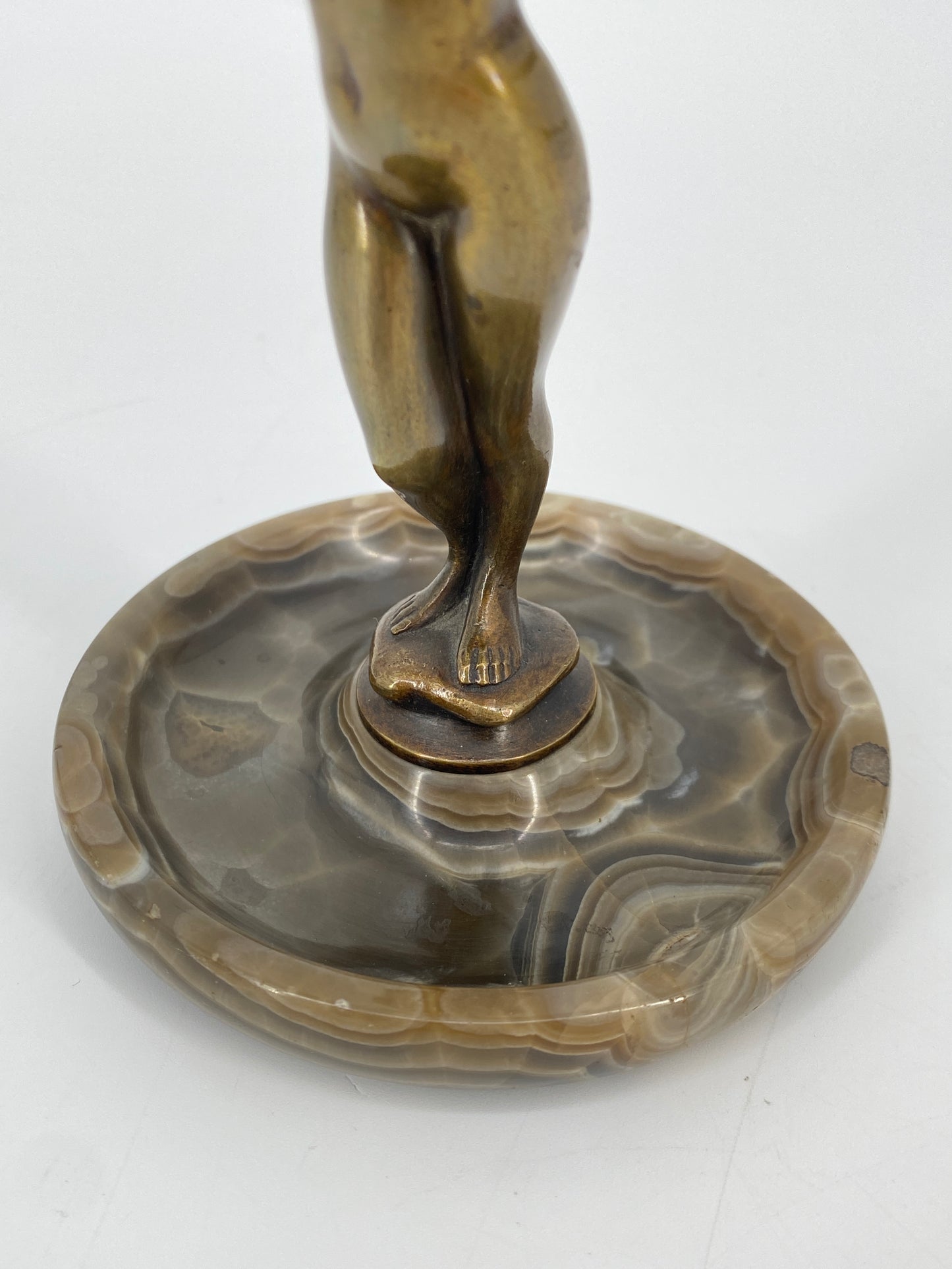 Bronze Figur auf Marmorsockel, Frauenakt, Art Deco um 1900