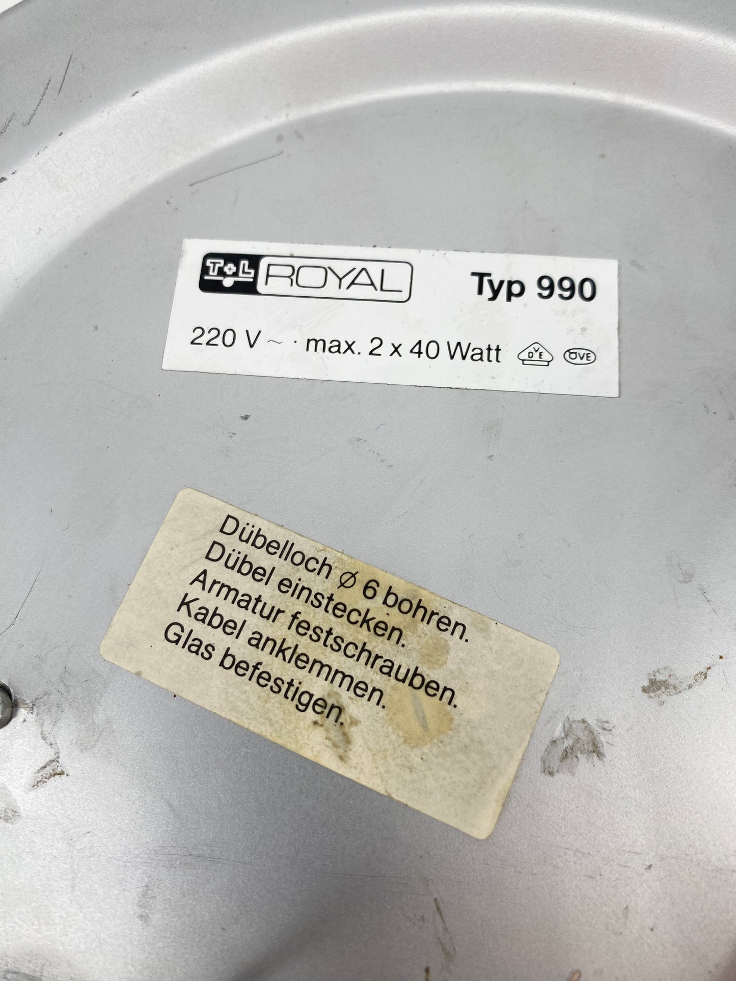 Deckenlampe Typ 900 von T+L Royal, 60er 70er