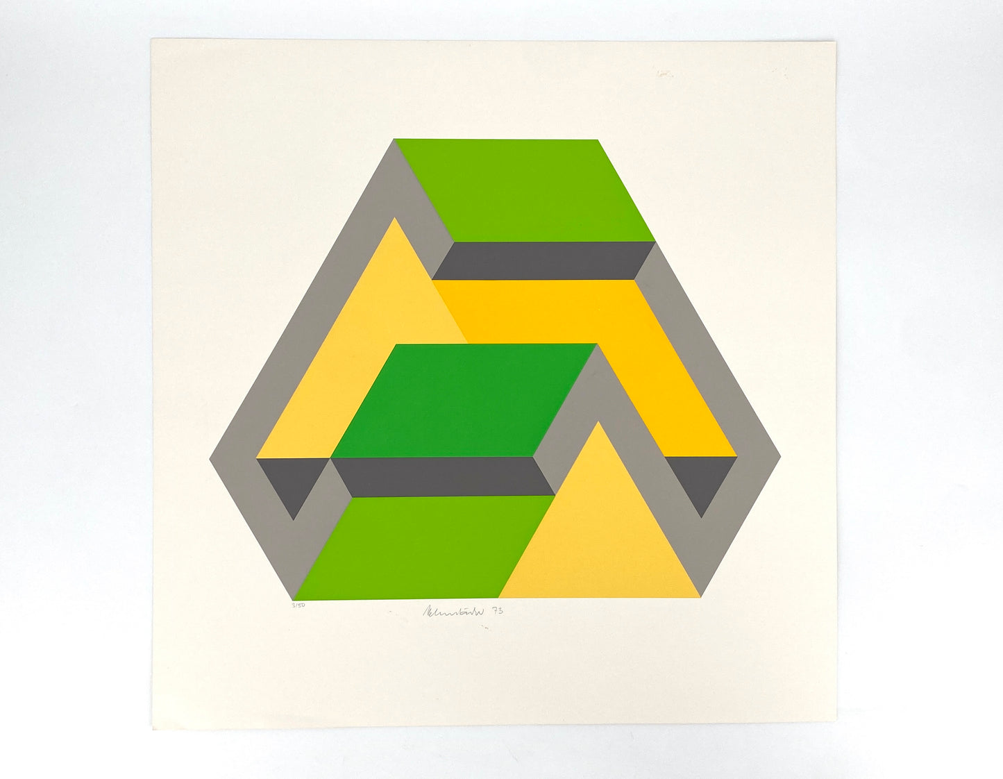 Nummerierter Farbsiebdruck aus der Serie "Duales Objekt" von Ernst Helmstädter (1924‒2018), 1973