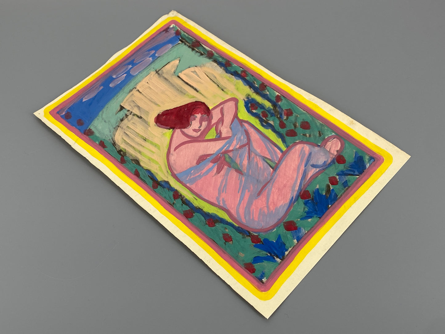 Jugendstil Gemälde (Farbentwurf) von Lehmann Steglitz, 1910er Jahre, Unikat