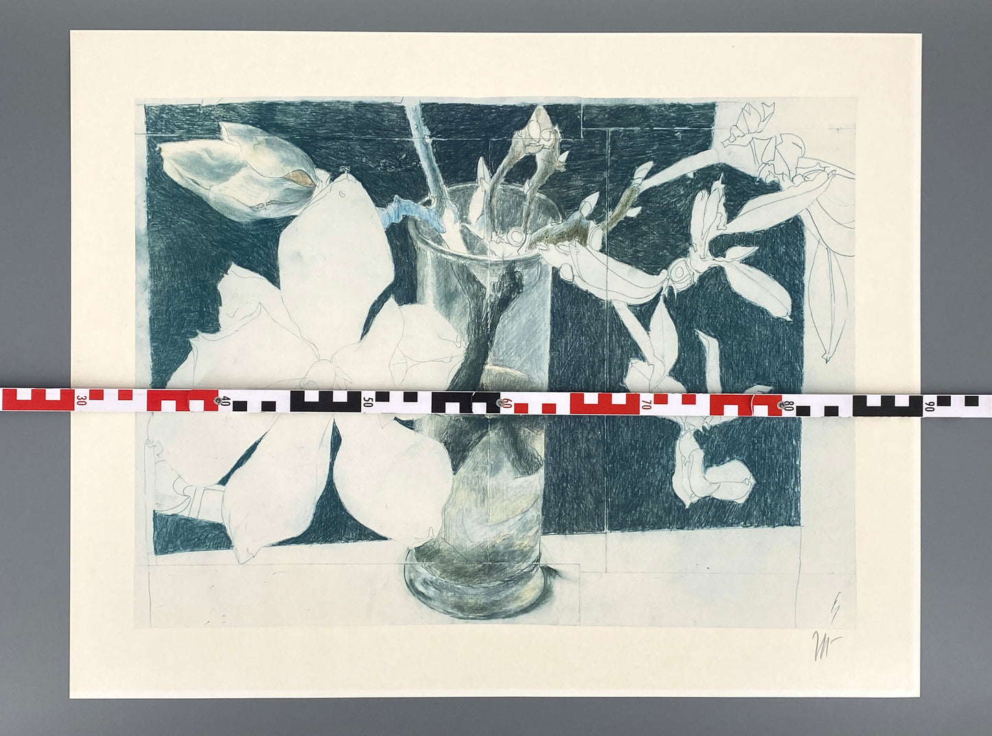 Signierter Offsetdruck "Stilleben in Blau" von Horst Janssen (1929–1995)