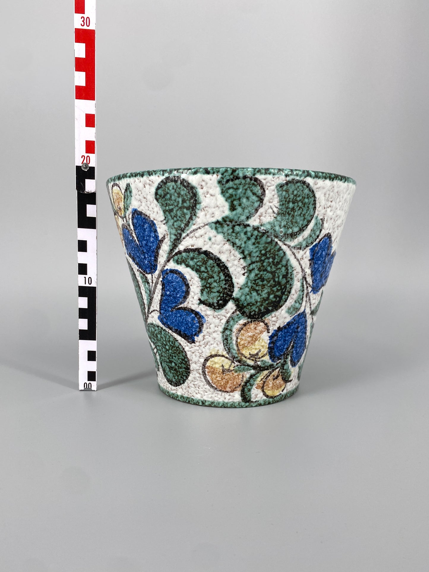 Blumentopf von Ruscha Keramik, handbemaltes florales Dekor, West-Deutschland, 1960er