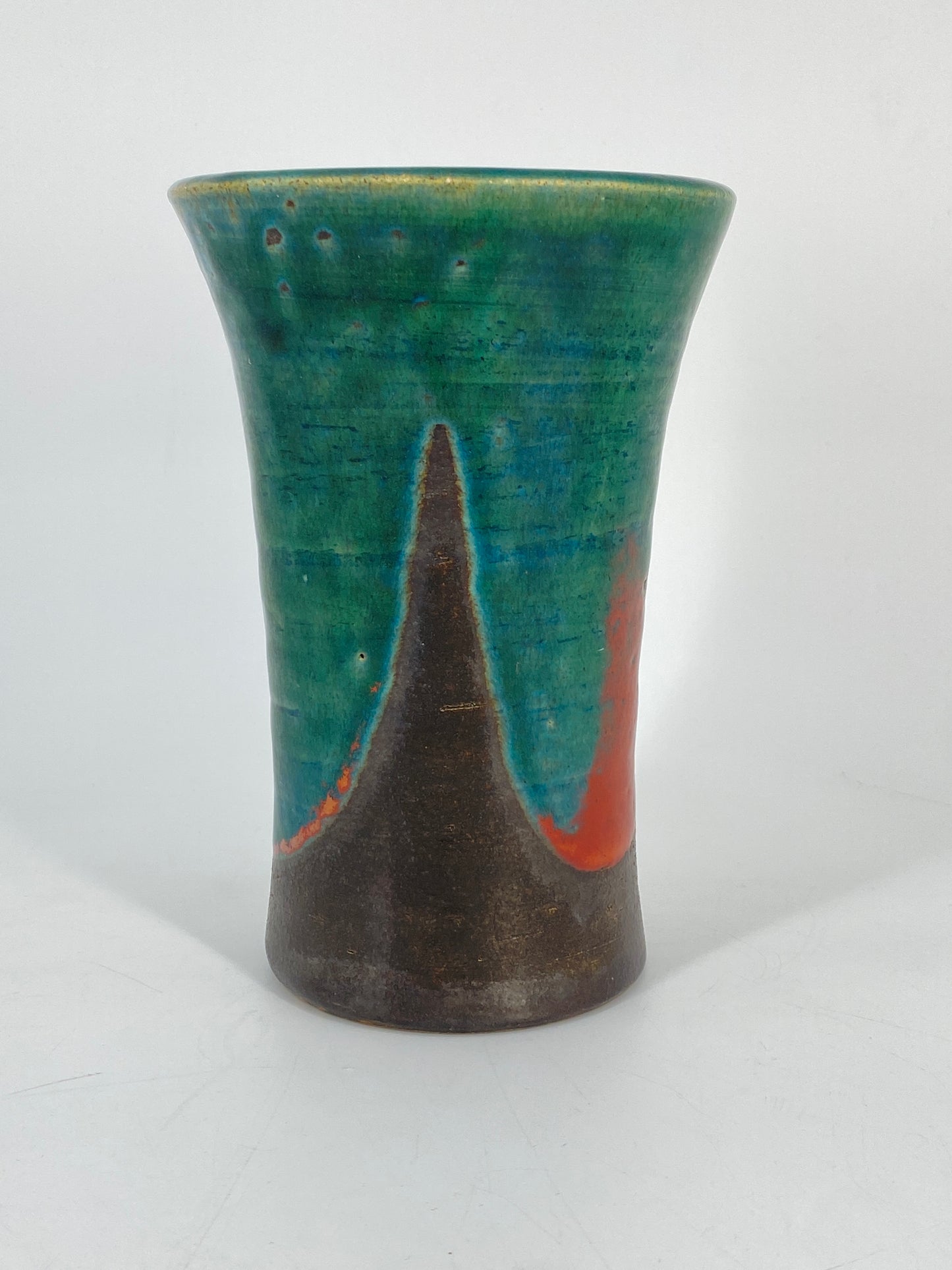 Keramik Vase in konkaver Form, Mid Century Studiokeramik