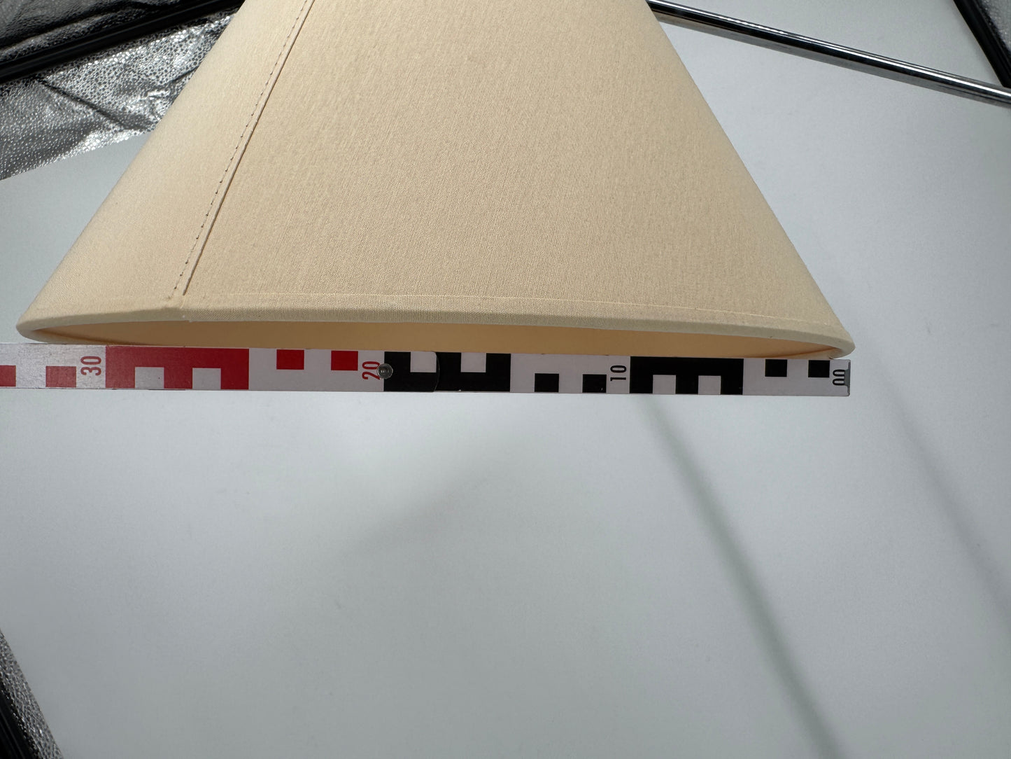 Stehlampe, Chrom, Stoffschirm, vintage