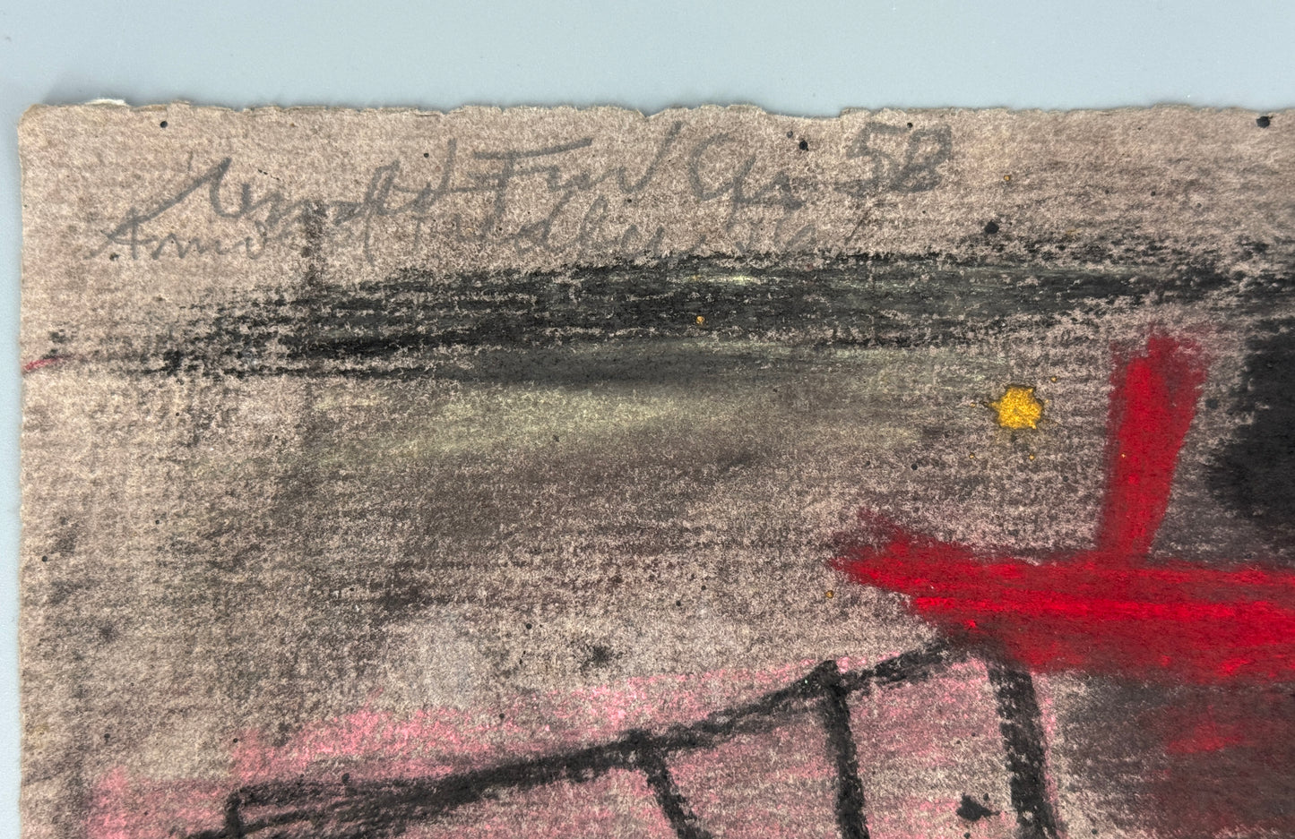 Ölkreidegemälde „Abstrakte Komposition“ von Arnold Fiedler, 1956/1958