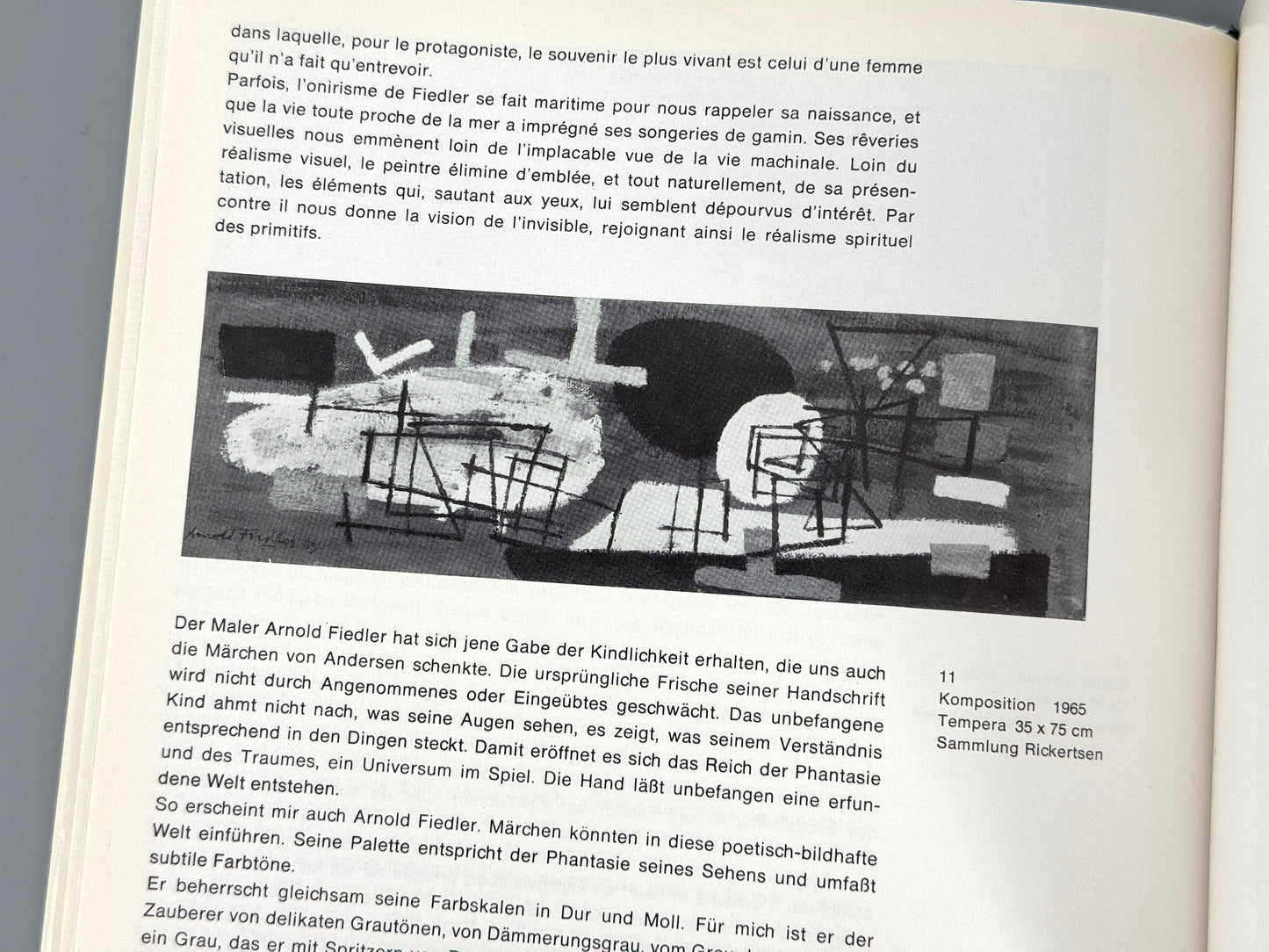 Ölkreidegemälde „Abstrakte Komposition“ von Arnold Fiedler, 1956/1958