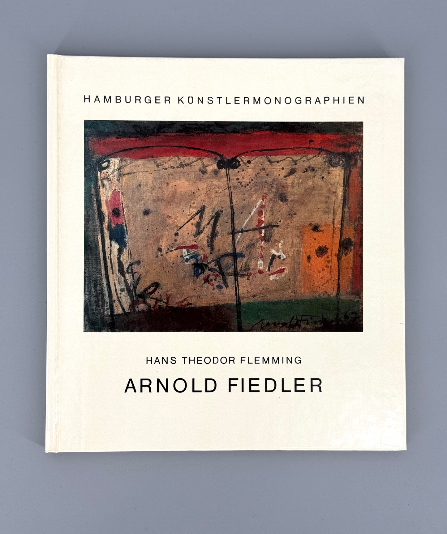 Ölkreidegemälde „Abstrakte Komposition“ von Arnold Fiedler, 1956/1958