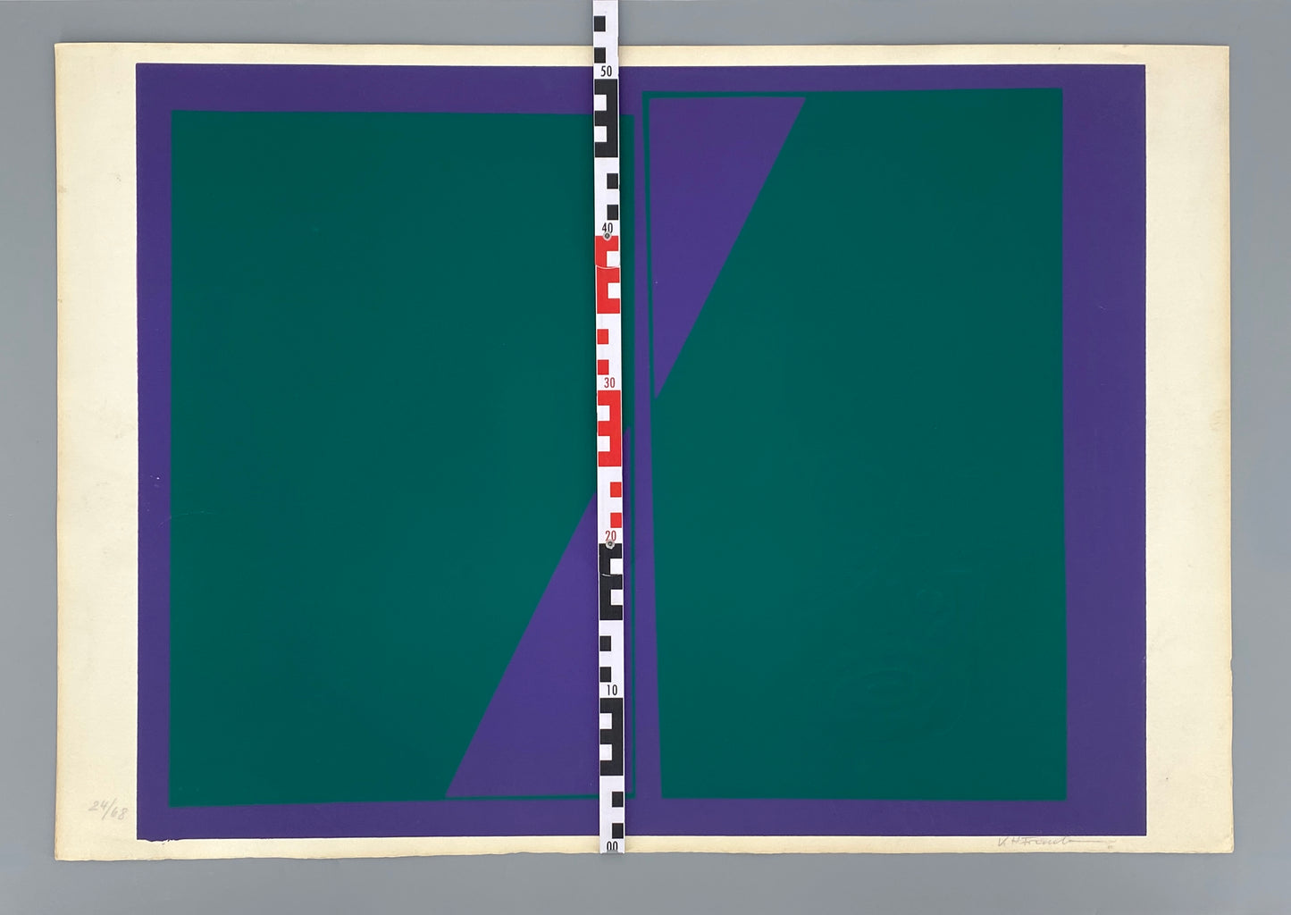Nummerierter Siebdruck in Dunkelgrün und Violett mit Prägedruck von Karl-Heinz Franke (1916‒2006)