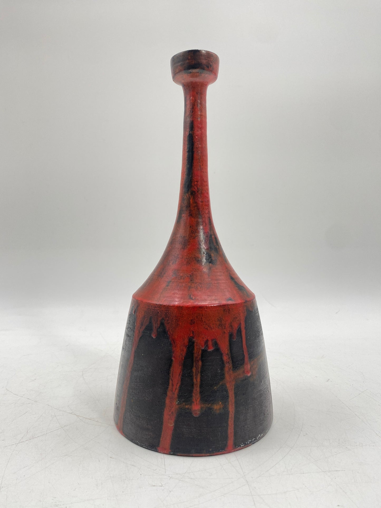 Keramikvase mit rotverlaufender Glasur von Gerhard Liebenthron, 1966