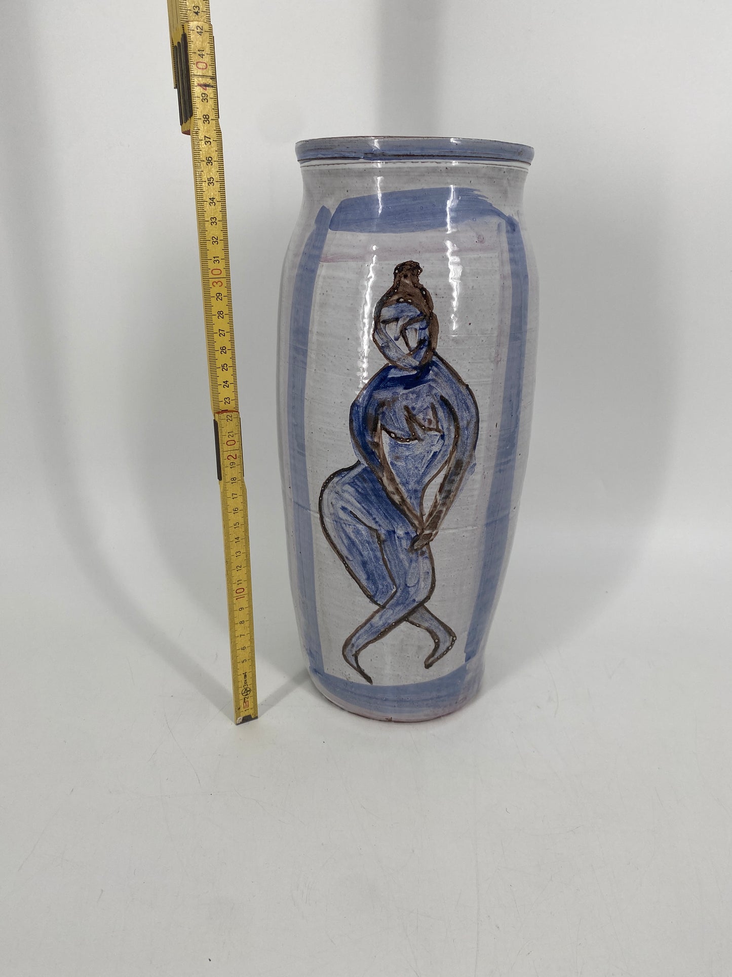 Studiokeramikvase Mann/ Frau Motiv, Signatur: Co- Fecit , 1960er Deutschland