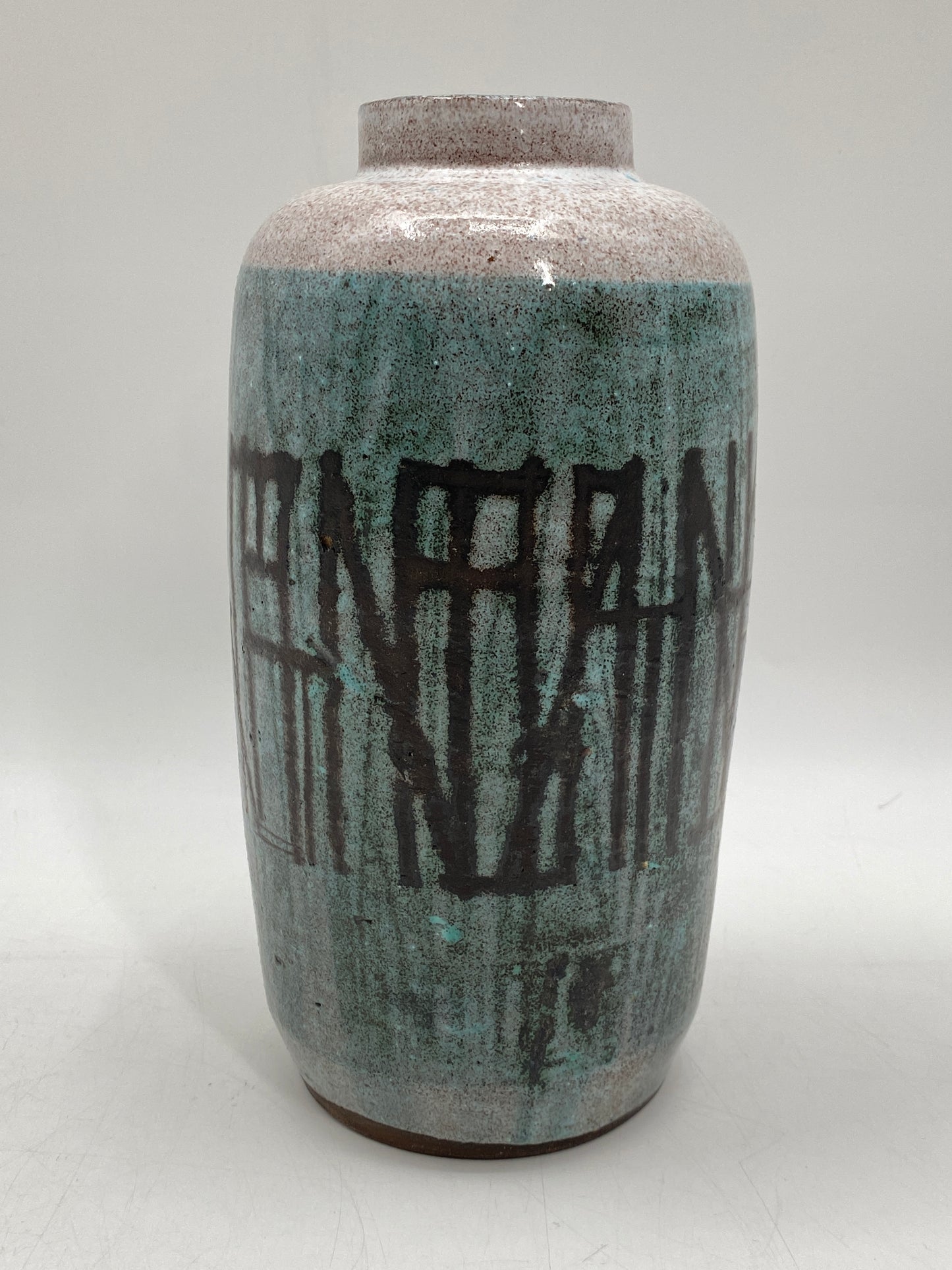 Keramikvase mit Linienmuster von Karl Jüttner Künstler der Saalfeld-Gruppe