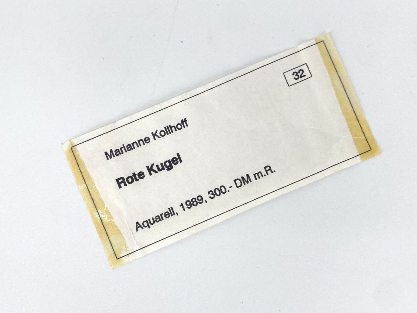 Handsigniertes Aquarell "Rote Kugel" von Marianne Kollhoff, 1989
