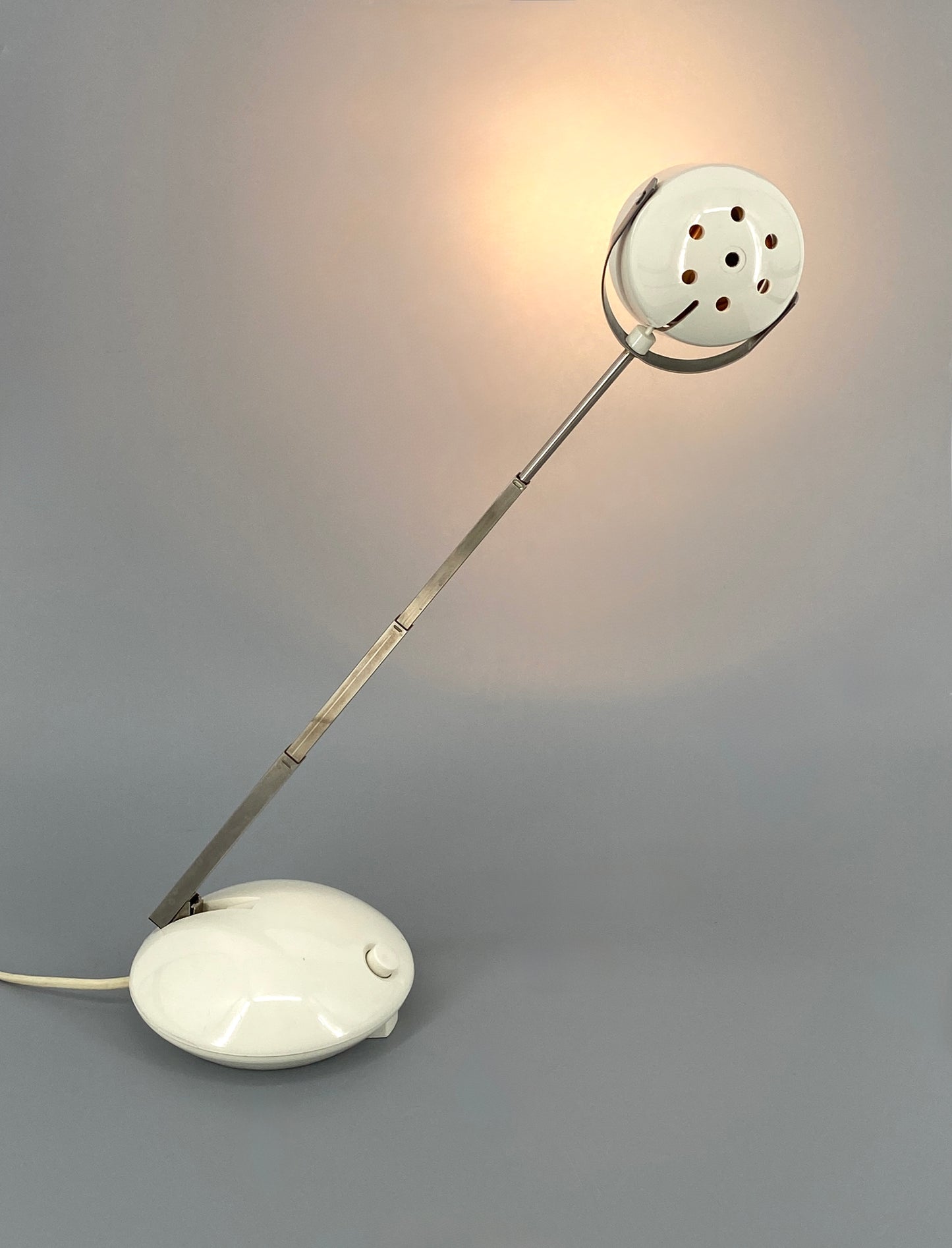 Verstellbare, weiße Tischlampe mit Teleskoparm von Eichhoff-Werke, Deutschland 70er