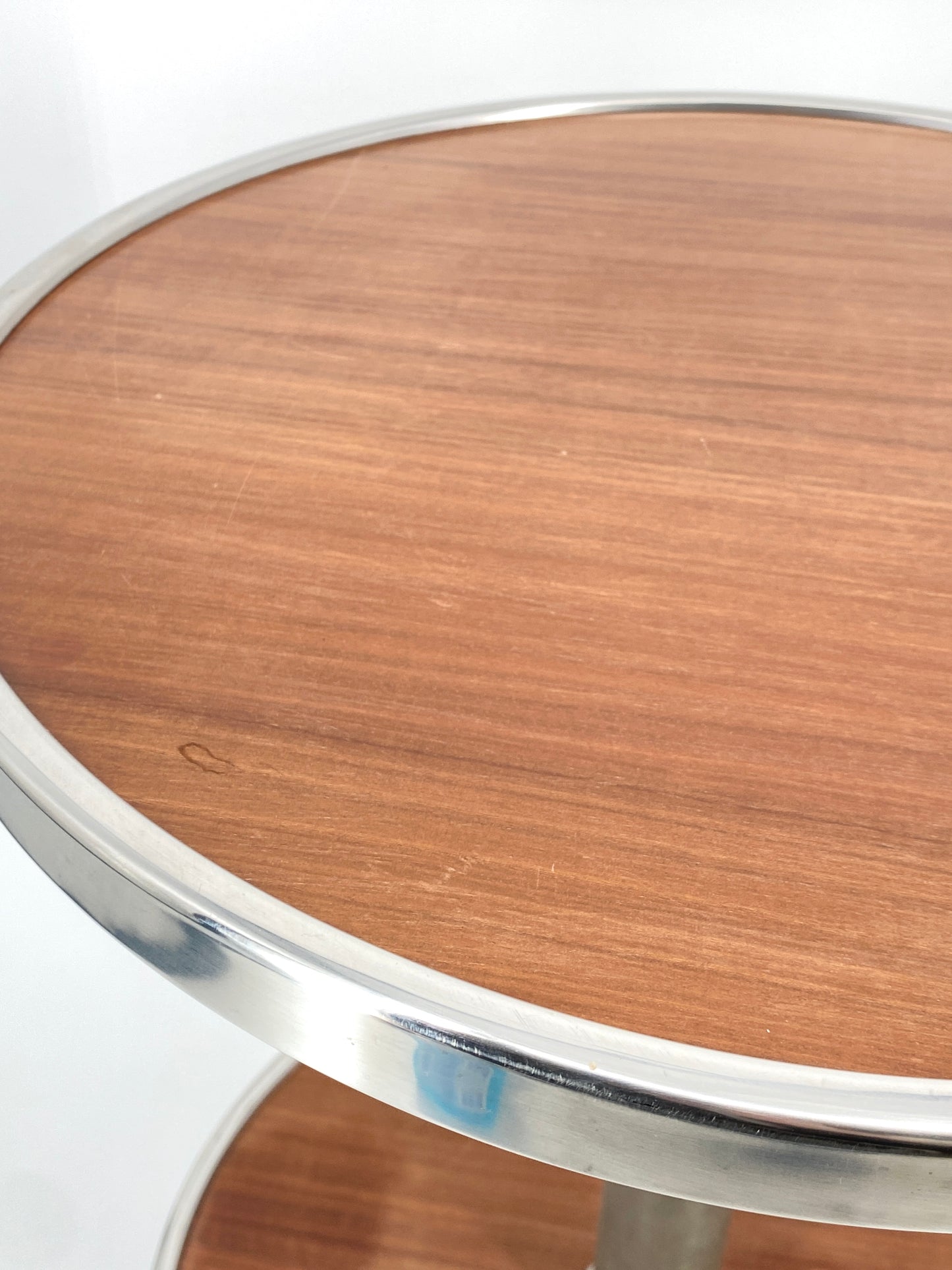 Art Deco Beistelltisch auf Rollen, Holz, Chrom