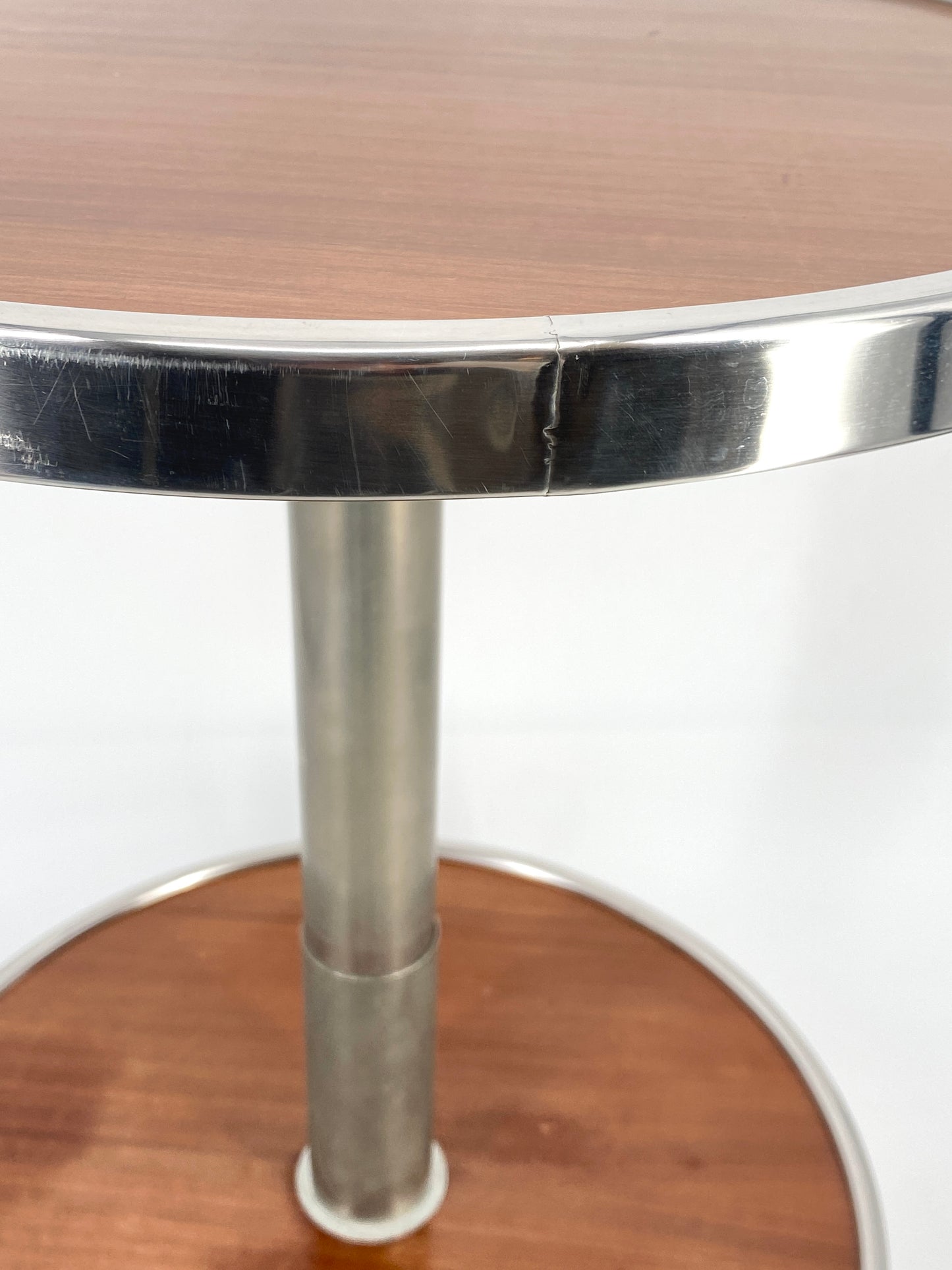Art Deco Beistelltisch auf Rollen, Holz, Chrom