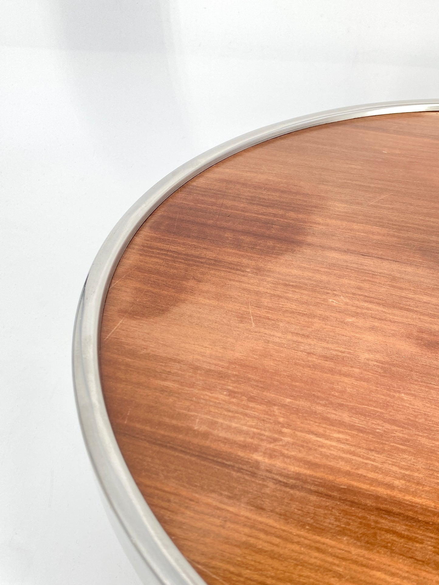 Art Deco Beistelltisch auf Rollen, Holz, Chrom