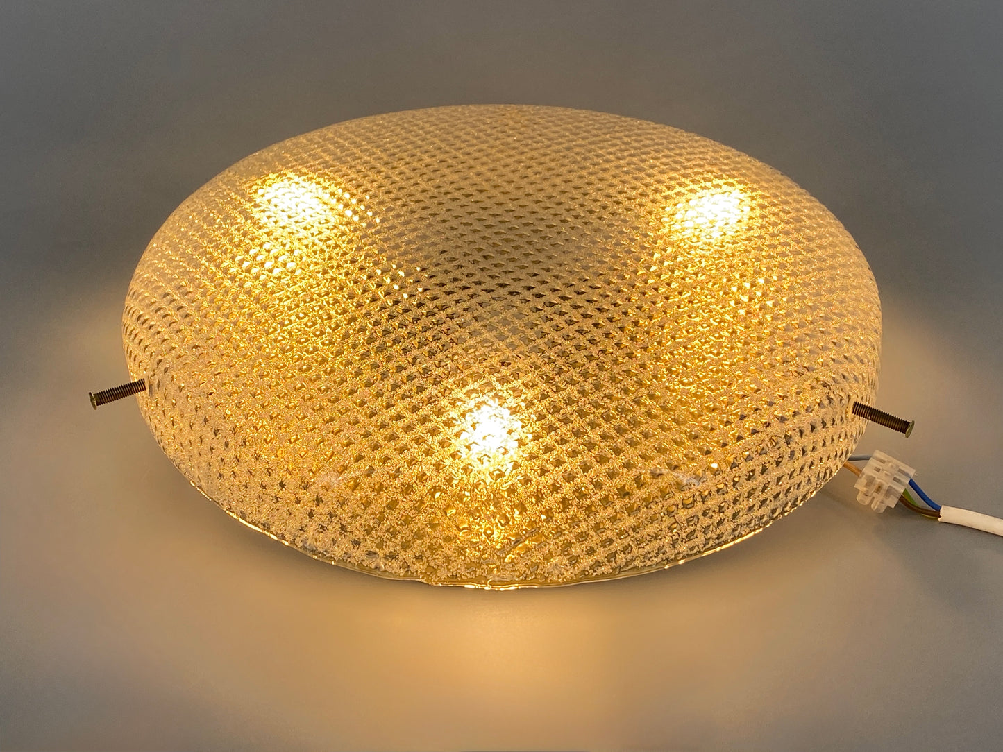 Deckenlampe / Plafoniere mit strukturiertem Glasschirm von Hillebrand Leuchten, Deutschland 60/70er Jahre