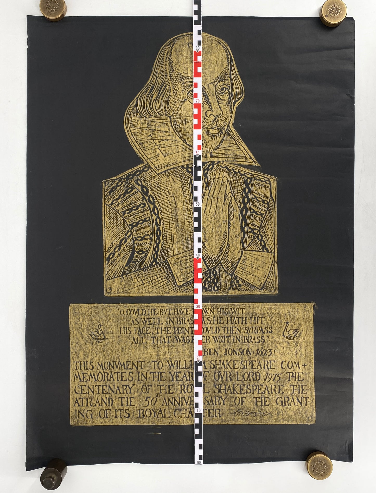 Frottage mit Shakespeare, metallisch glänzendem Wachsmalstift, um 1975