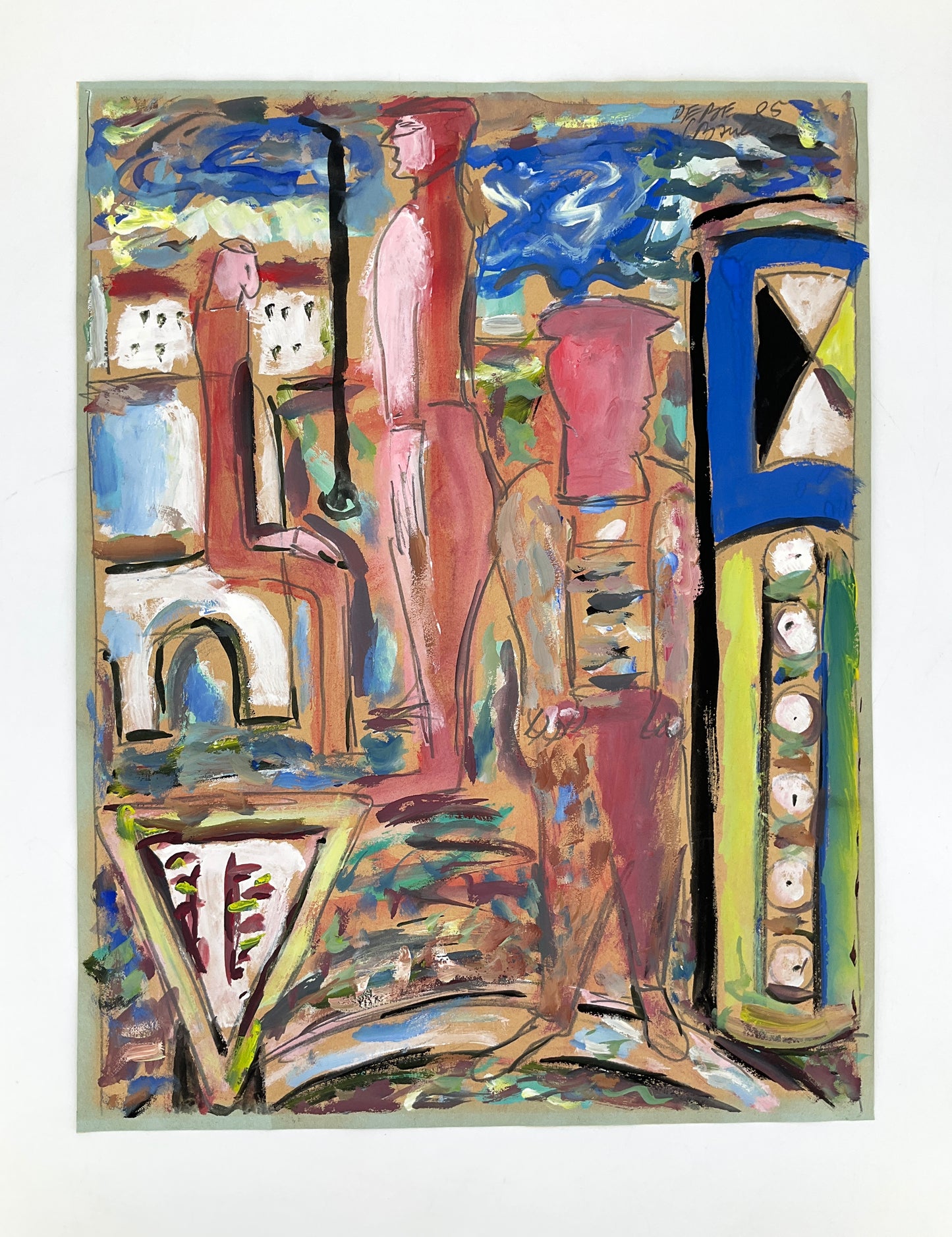 Acrylgemälde aus der Serie "Banlieue" von Paul Bader, alias PEBE, 1985