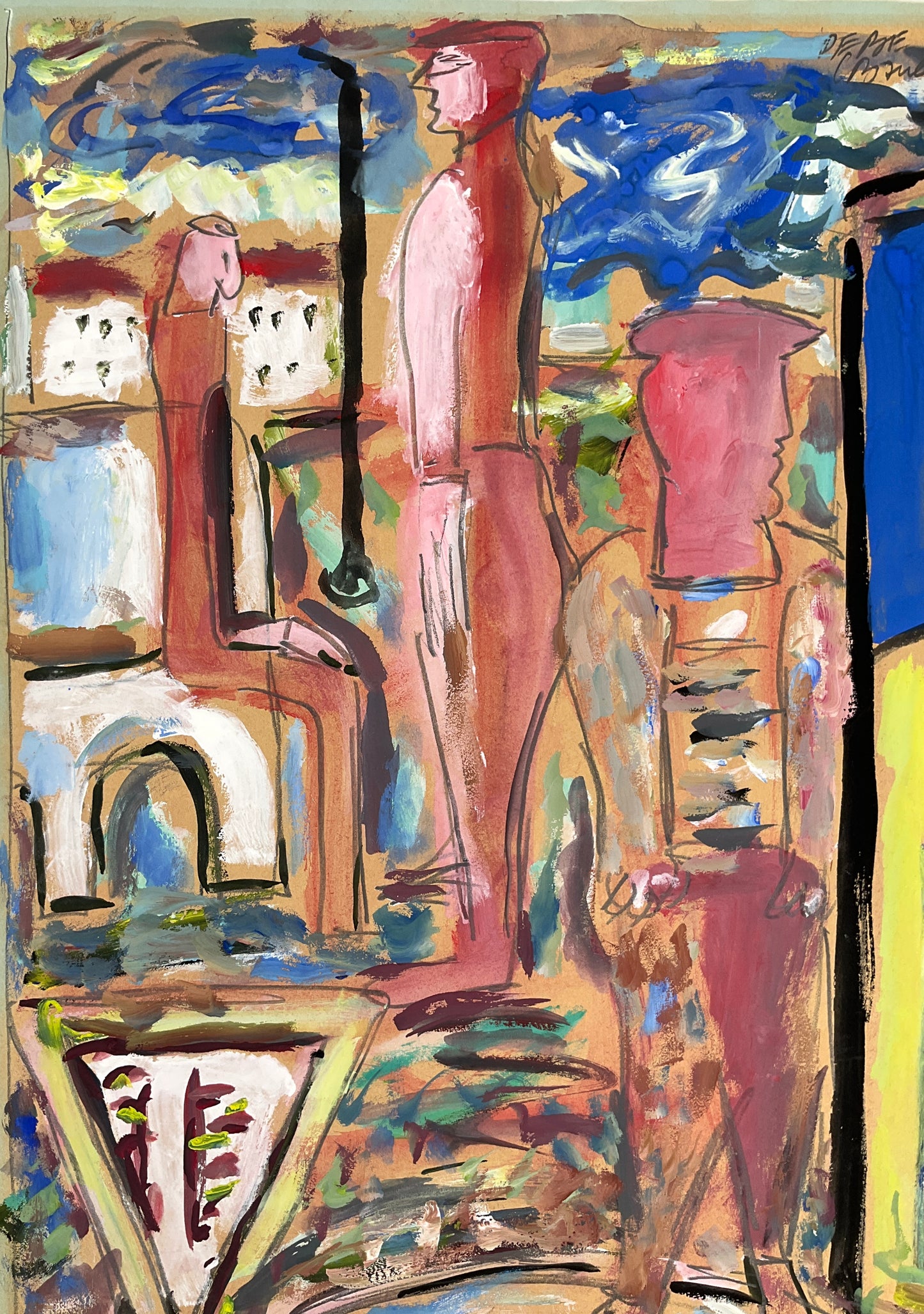 Acrylgemälde aus der Serie "Banlieue" von Paul Bader, alias PEBE, 1985