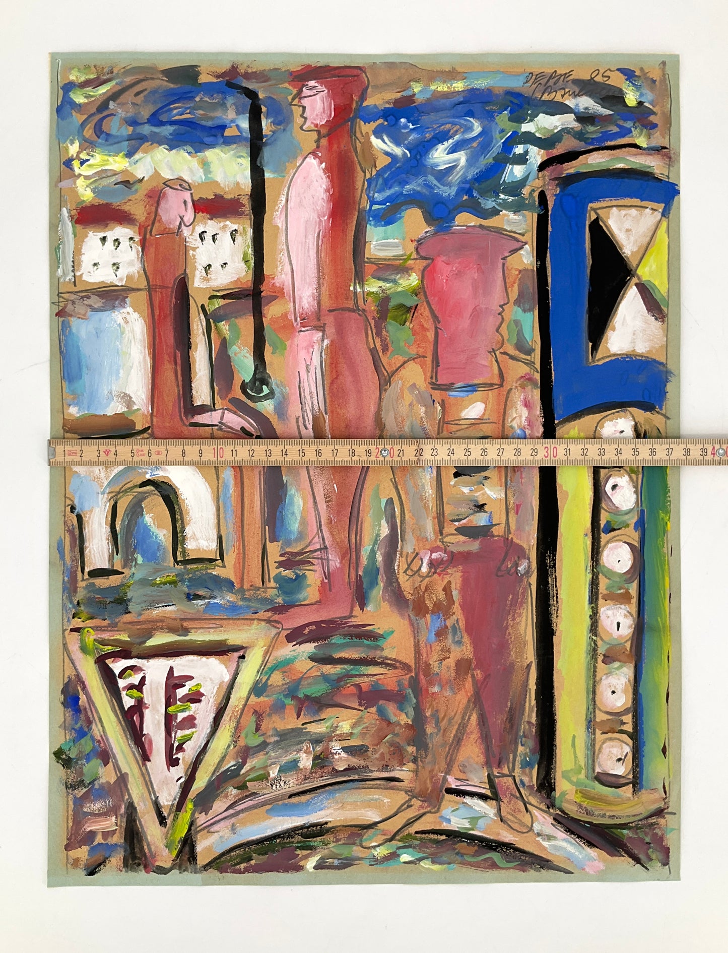 Acrylgemälde aus der Serie "Banlieue" von Paul Bader, alias PEBE, 1985