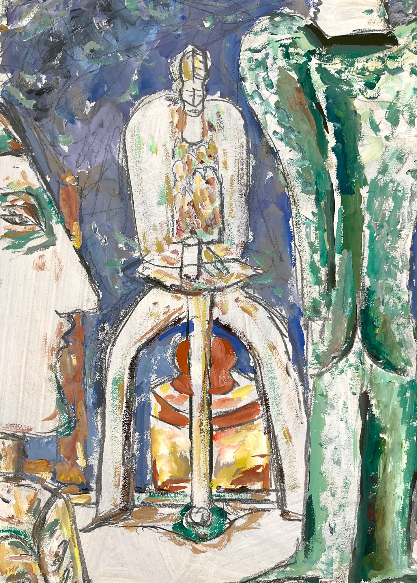 Acrylgemälde aus der Serie "Banlieue" von Paul Bader, alias PEBE, 1985