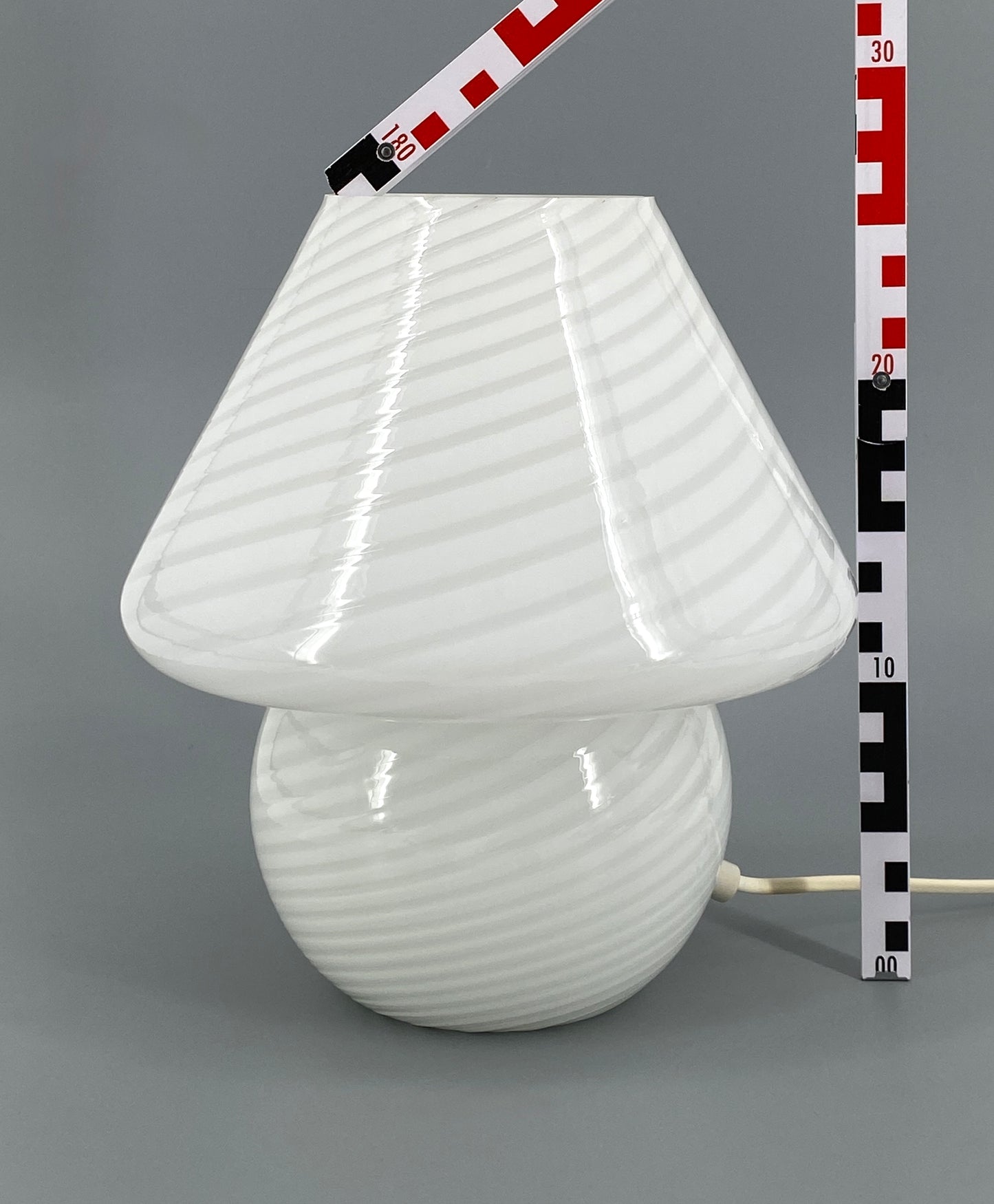 Pilzlampe aus Muranoglas mit weißen Streifen von Vetri, Italien, 1970er Jahre