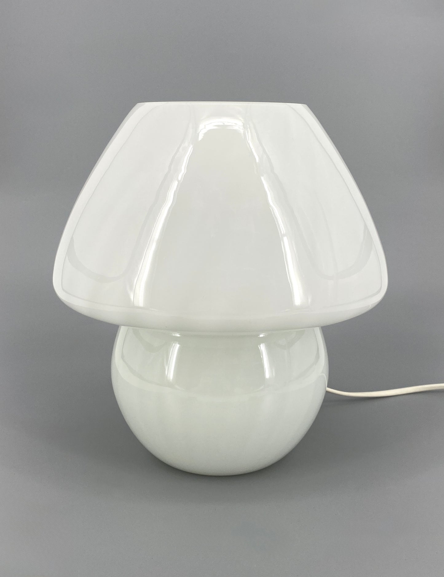 Pilzlampe aus Muranoglas mit weißen Streifen, 1970er Jahre