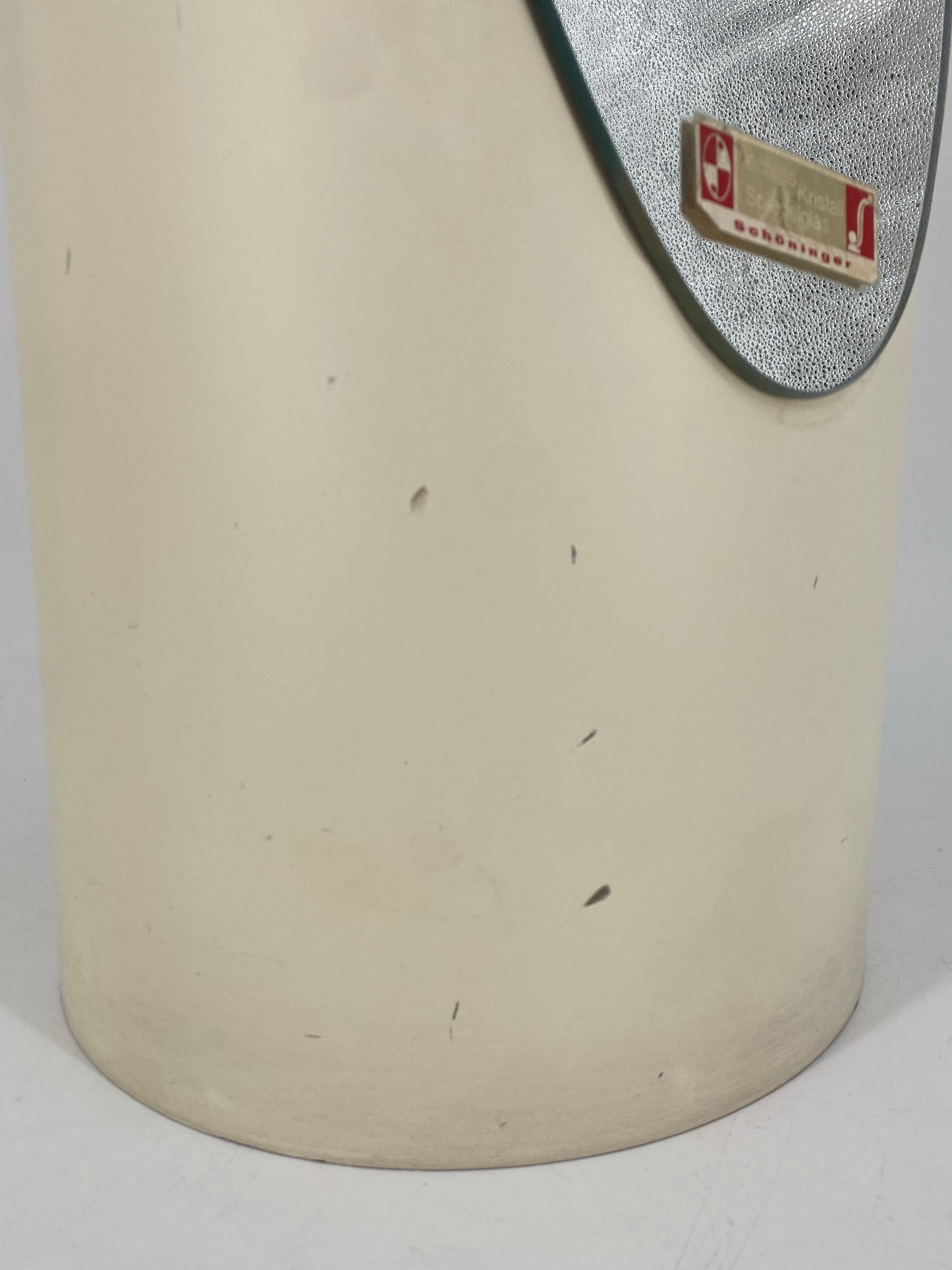 Lipstick Spiegel in weiß, mit Spiegelglas von Schöninger Kristallglas, 70er