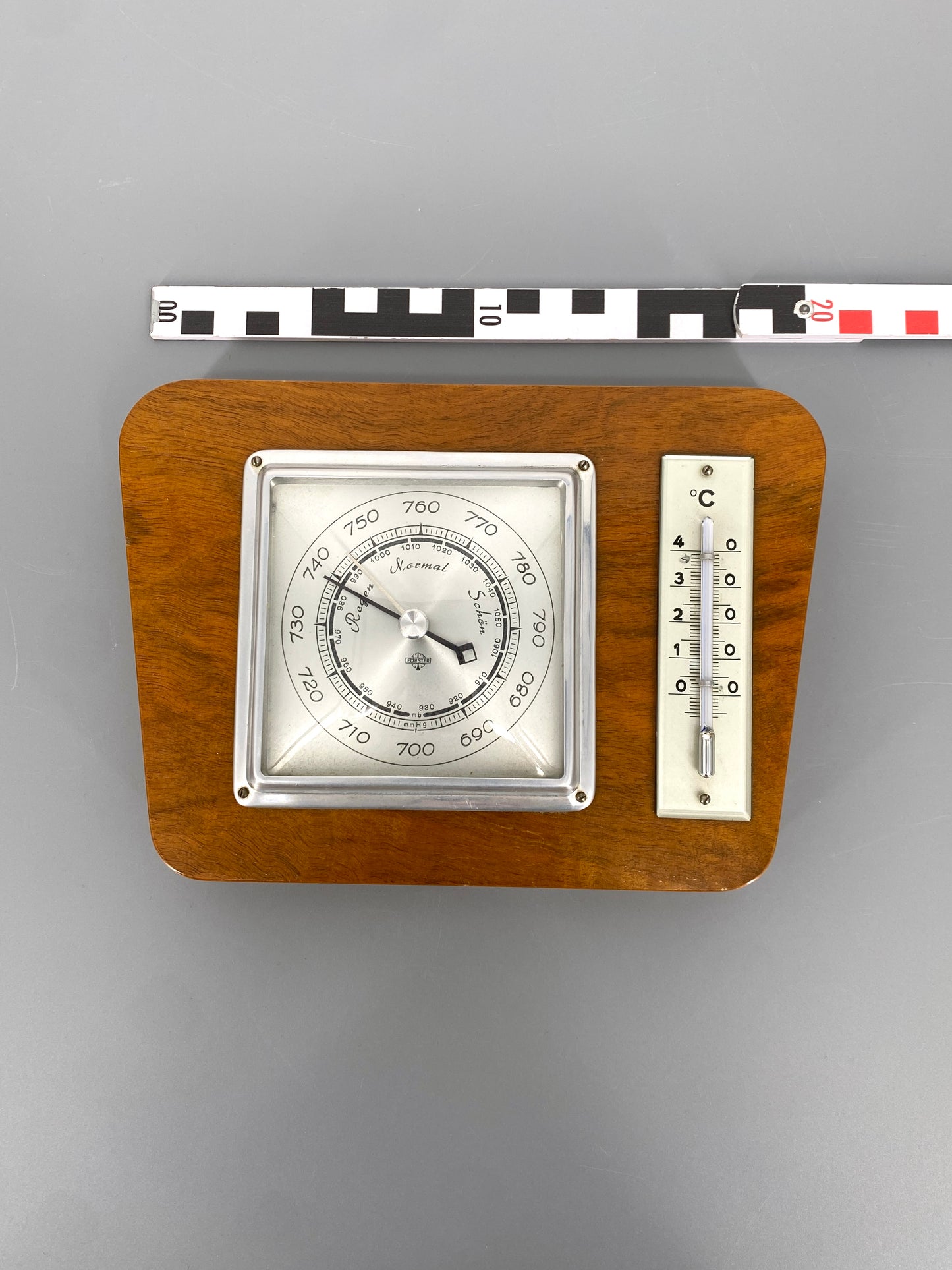 Wetterstation mit Barometer und Thermometer von Forster, 1960er