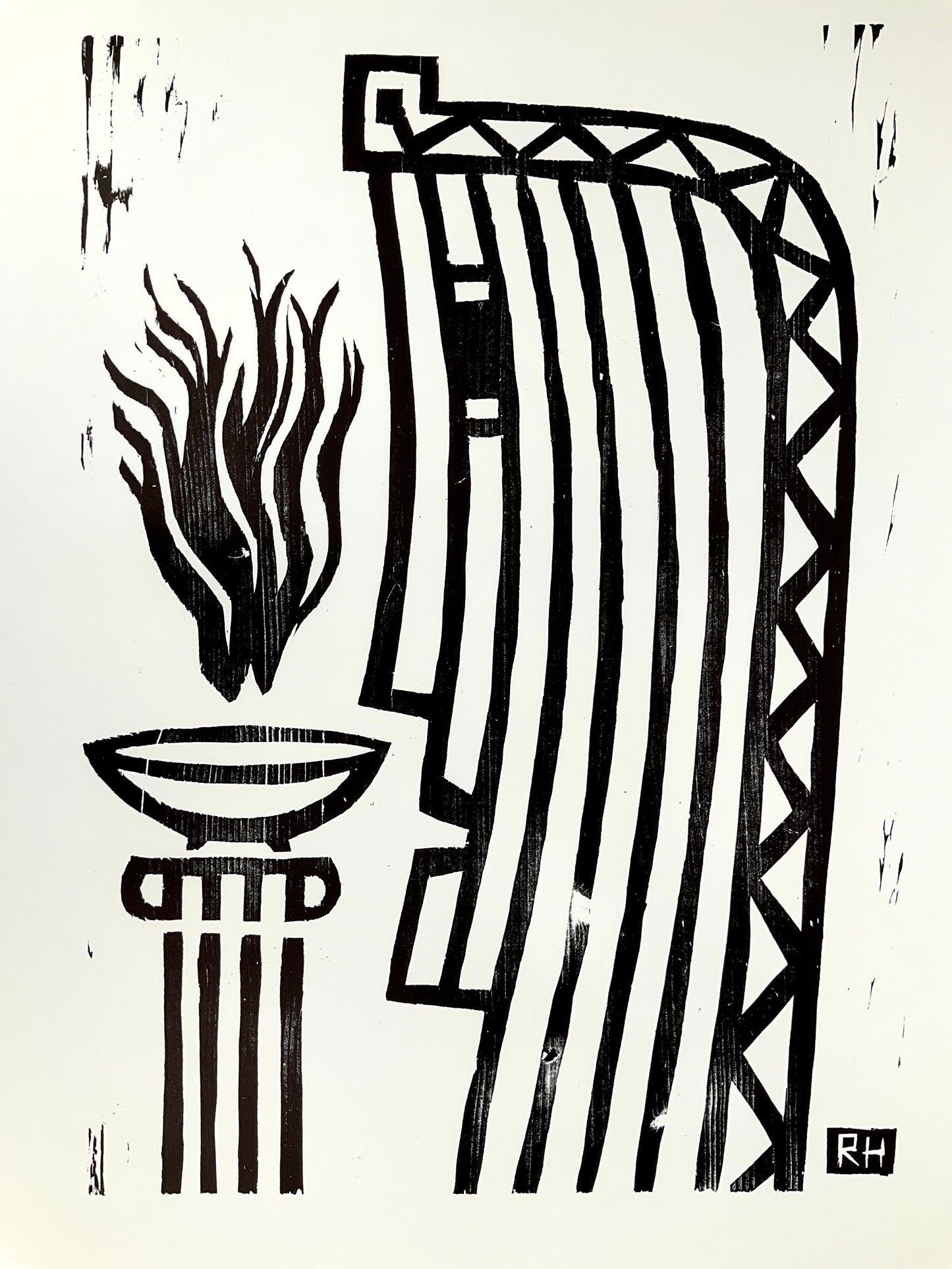 Holzschnitt "Kopf" von Richard Haizmann für Griffelkunst, 1991