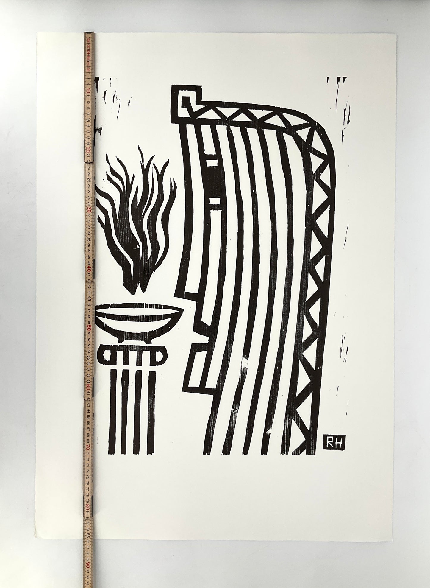 Holzschnitt "Kopf" von Richard Haizmann für Griffelkunst, 1991