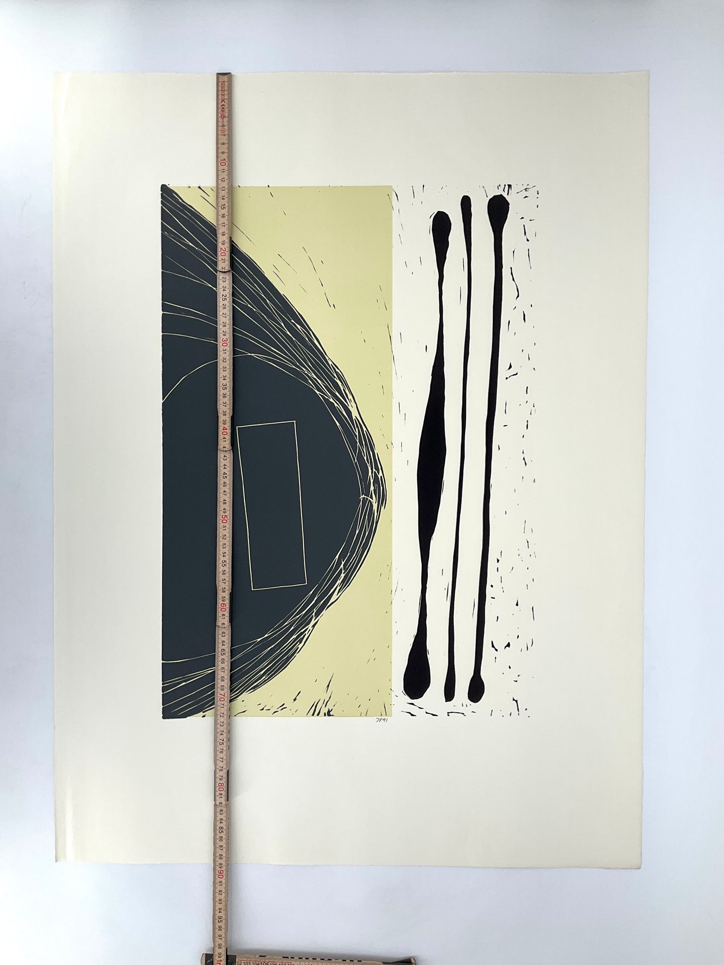 Farblinolschnitt aus der Reihe "Vasts Apart" von Jürgen Partenheimer für Griffelkunst, 1991