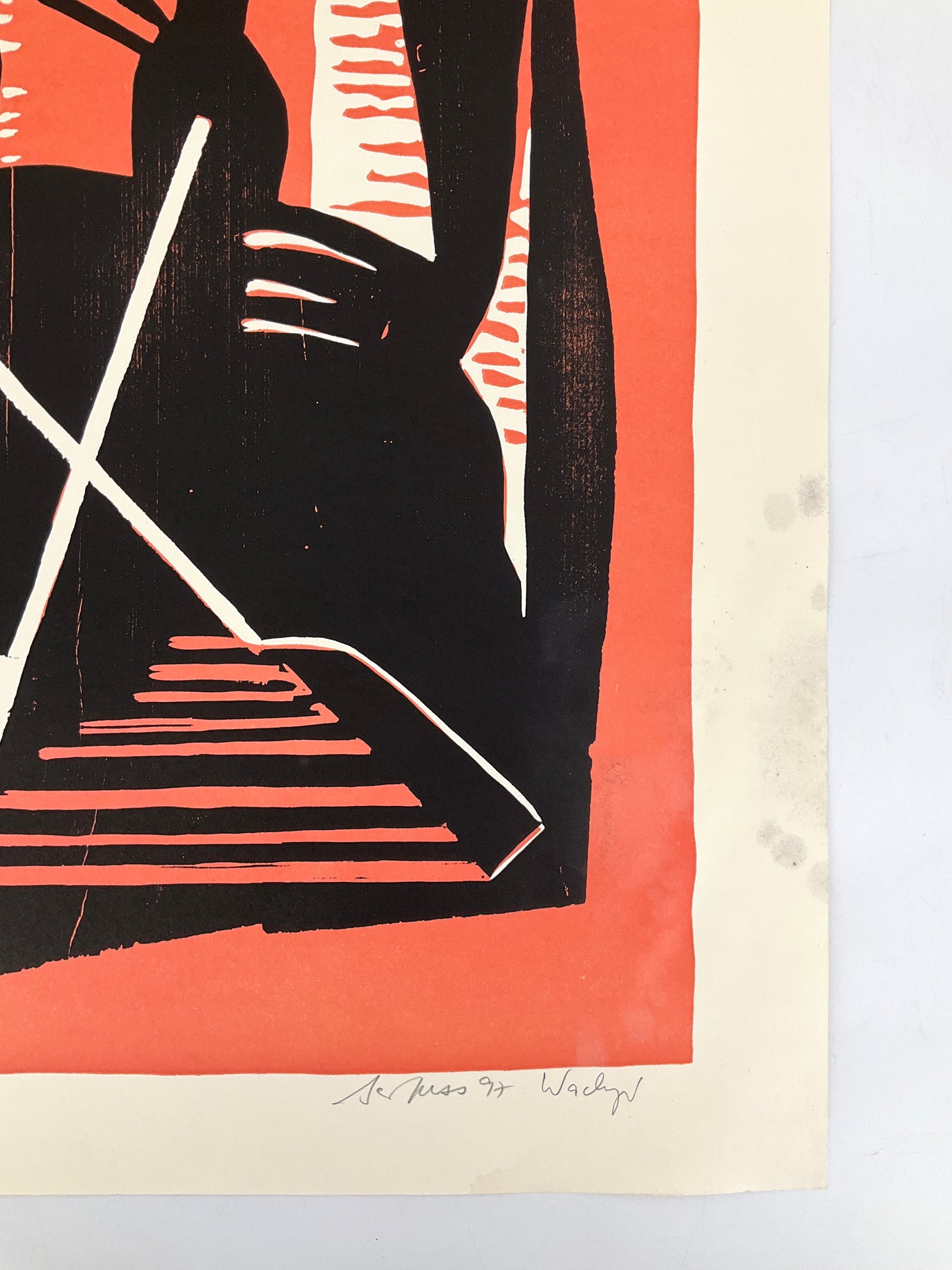 Holzschnitt aus der Serie "Mütter" von Ina Barfuss und Thomas Wachweger für Griffelkunst, 1997