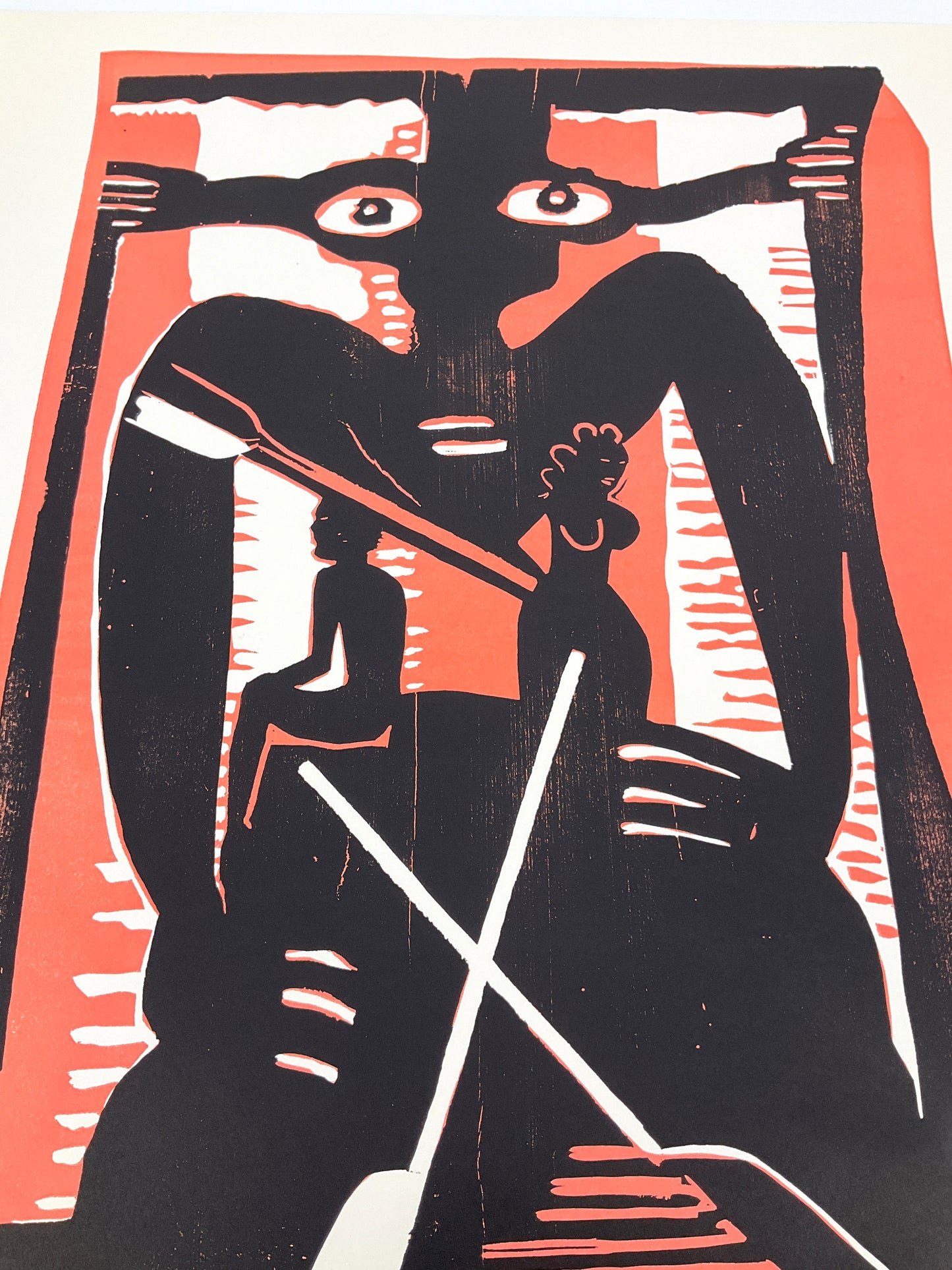 Holzschnitt aus der Serie "Mütter" von Ina Barfuss und Thomas Wachweger für Griffelkunst, 1997