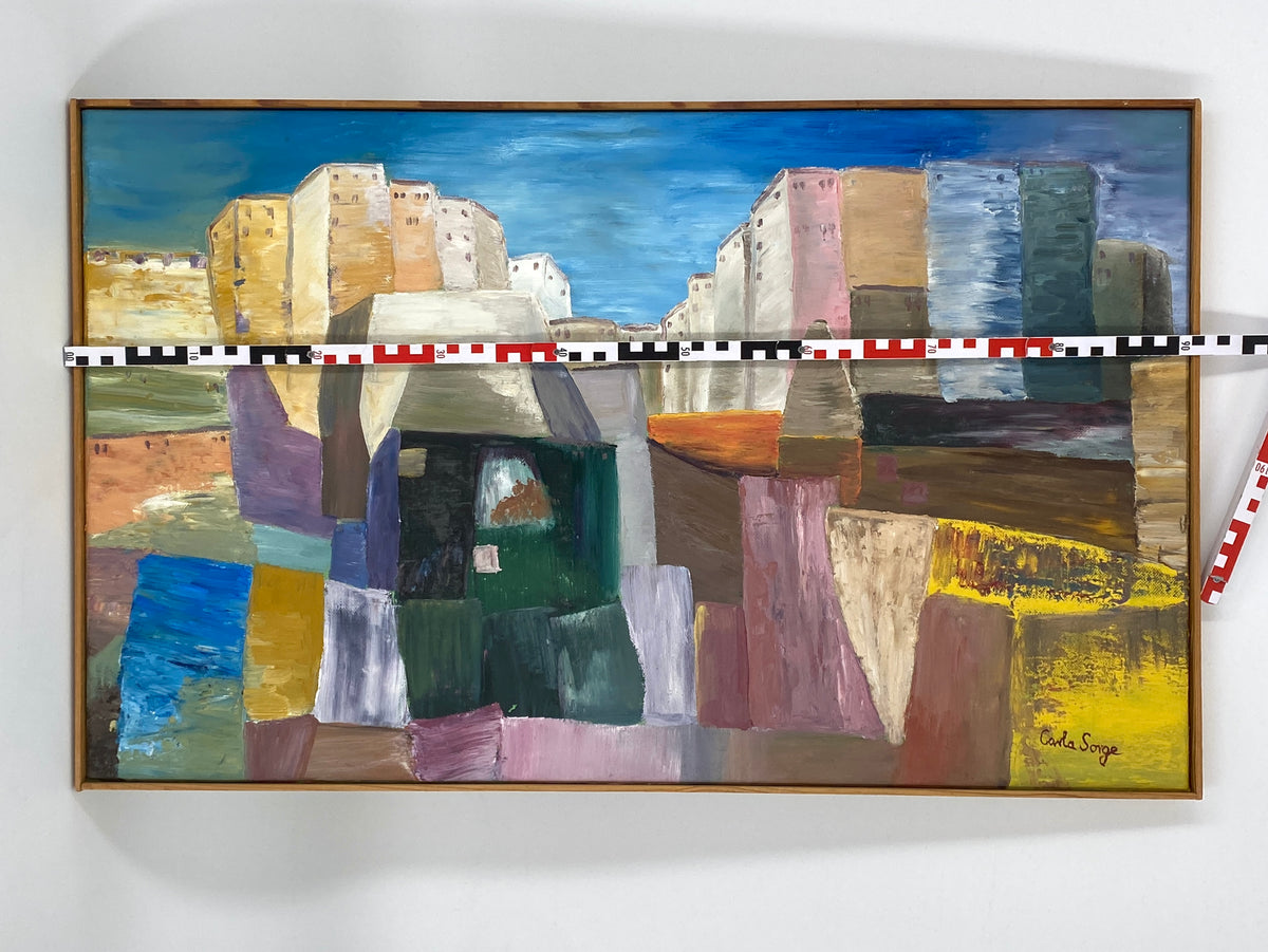 Farbenfrohes Ölgemälde von Carla Sorge (geb. 1971) auf Leinwand, Unikat