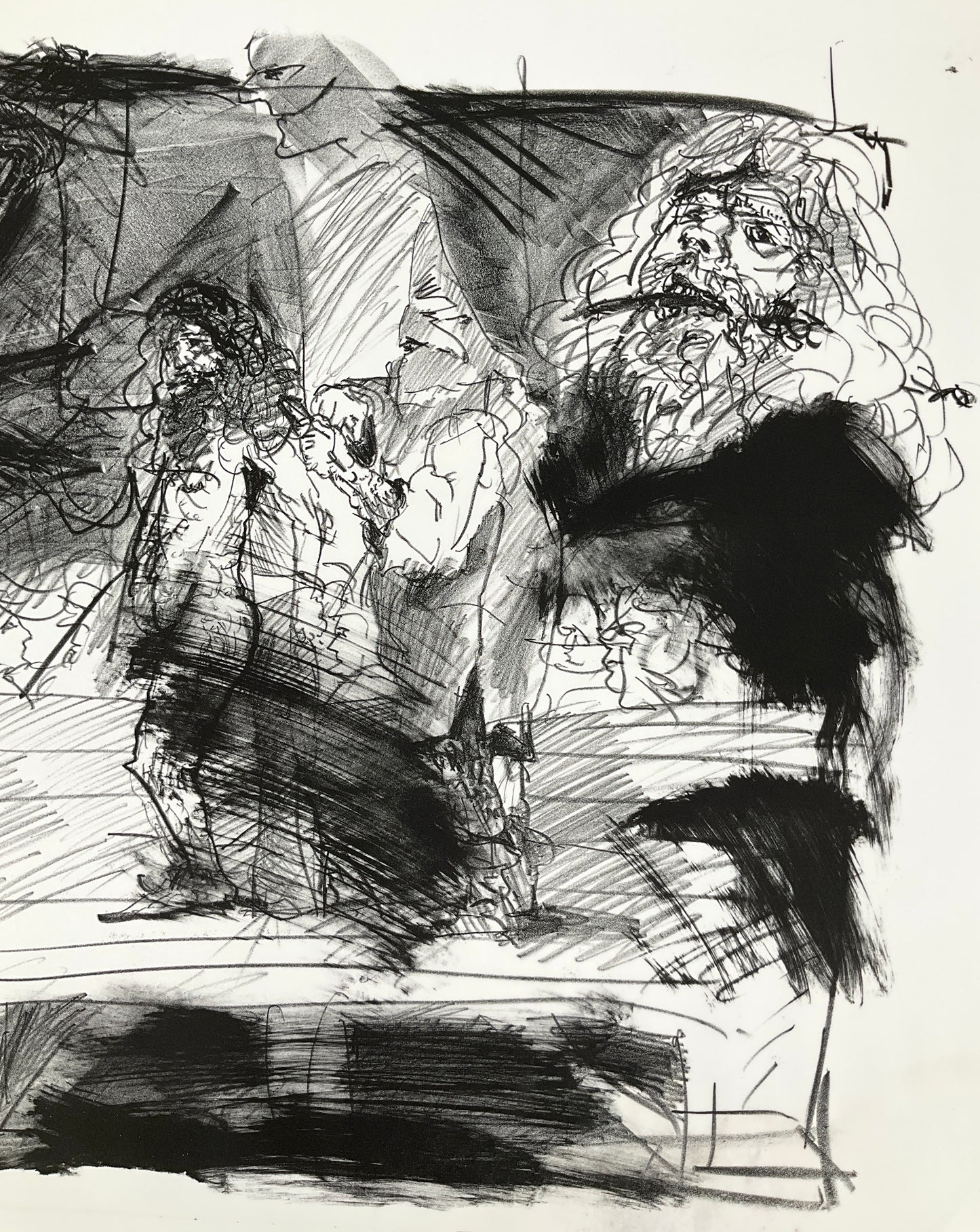 Lithografie "Intermezzo in Münster I" von Alfred Hrdlicka für Griffelkunst, 1985