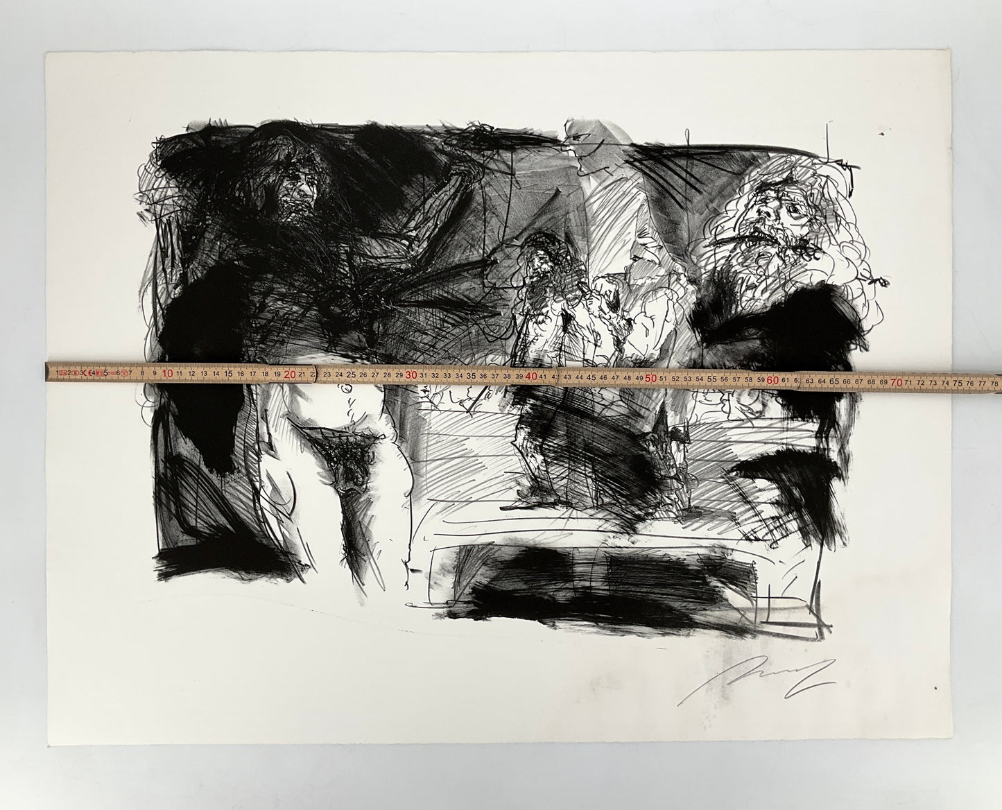 Lithografie "Intermezzo in Münster I" von Alfred Hrdlicka für Griffelkunst, 1985